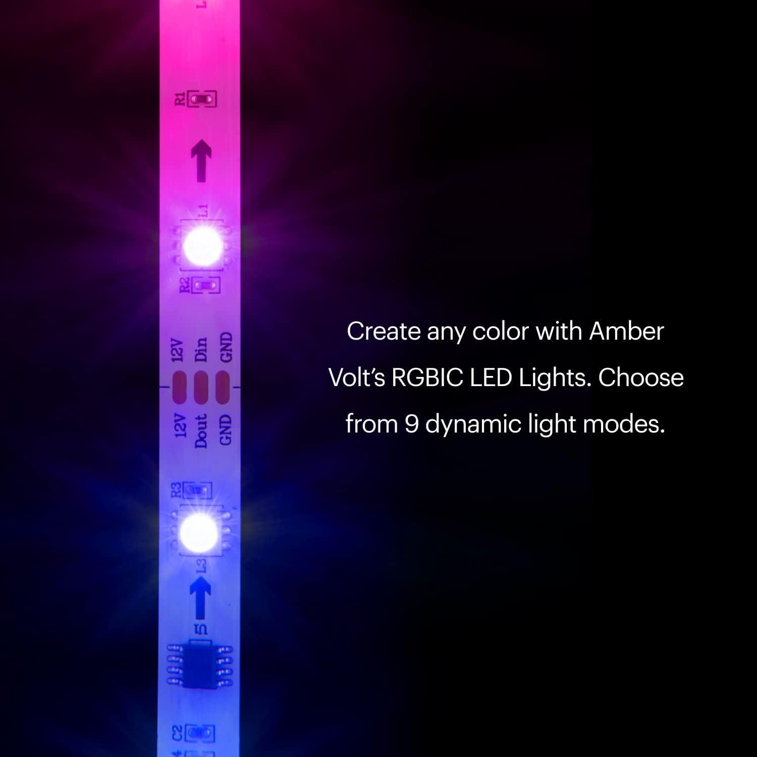 image:imageAmber Volt LED LightUp Strips 64Foot Long Full Color Spectrum Gradient Color Technology App Control Remote Syncs to Music Dimmer 9 Dynamic Modes DIY Modes Timer AC Powered AVOLT64Volt