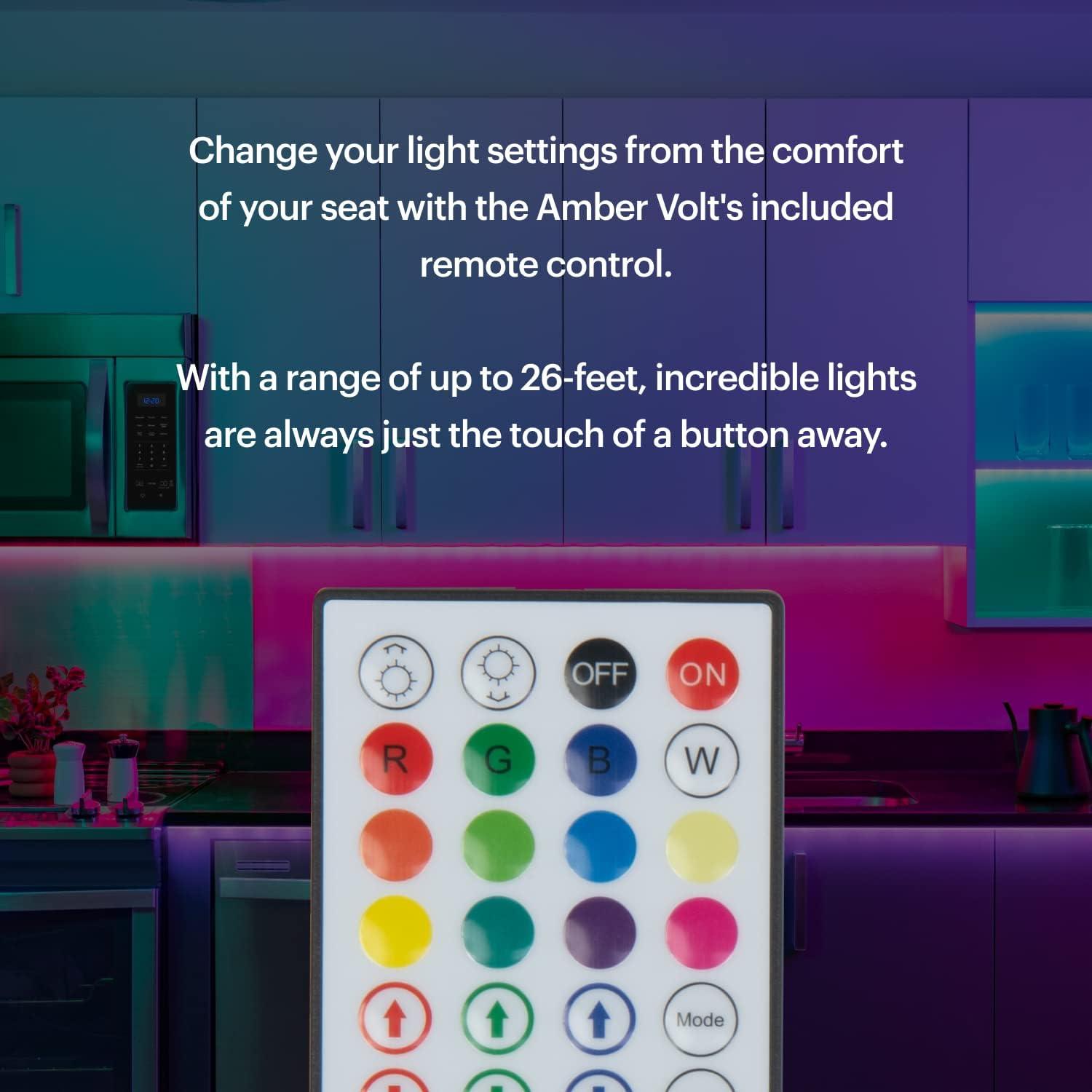 image:imageAmber Volt LED LightUp Strips 64Foot Long Full Color Spectrum Gradient Color Technology App Control Remote Syncs to Music Dimmer 9 Dynamic Modes DIY Modes Timer AC Powered AVOLT64Volt