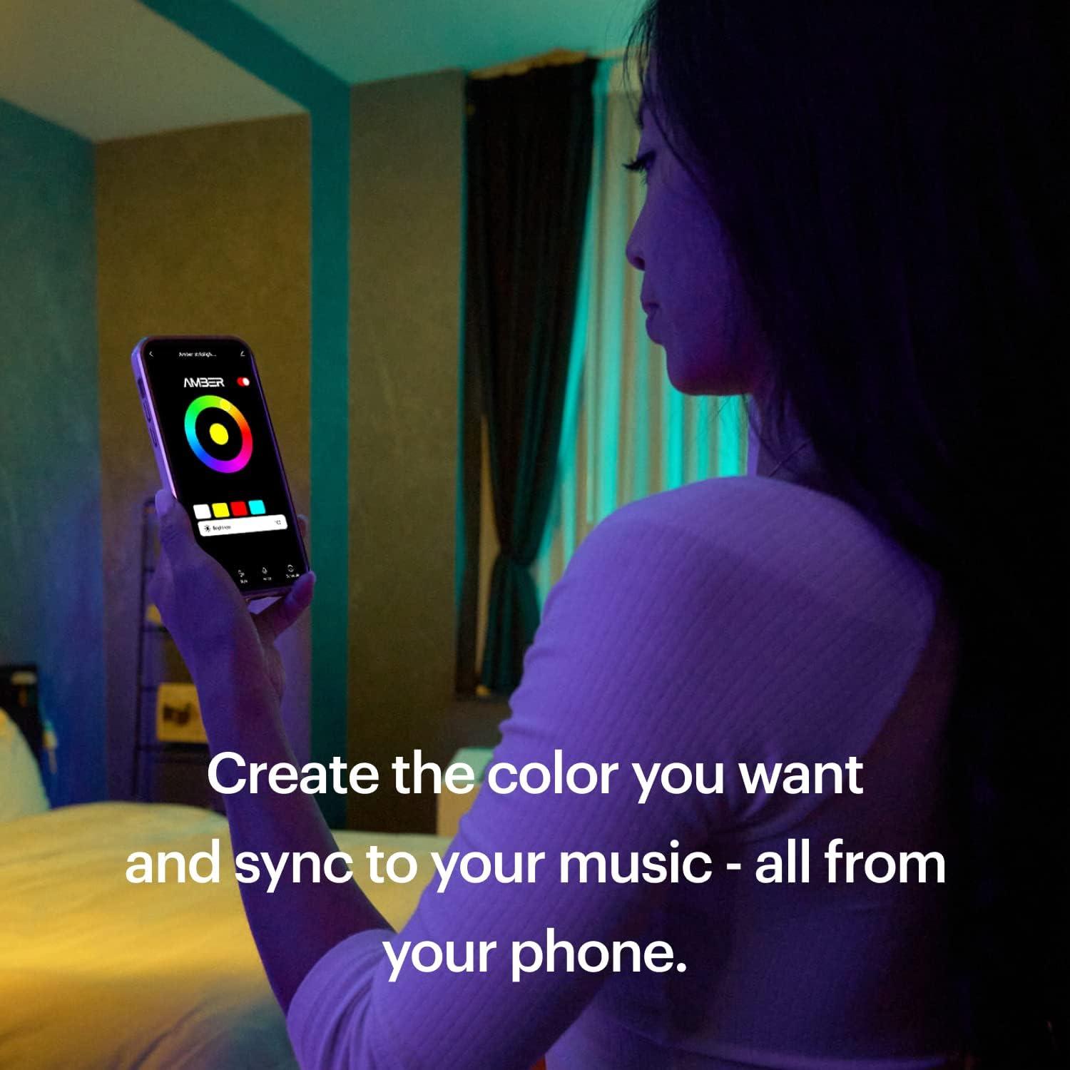 image:imageAmber Volt LED LightUp Strips 64Foot Long Full Color Spectrum Gradient Color Technology App Control Remote Syncs to Music Dimmer 9 Dynamic Modes DIY Modes Timer AC Powered AVOLT64Volt