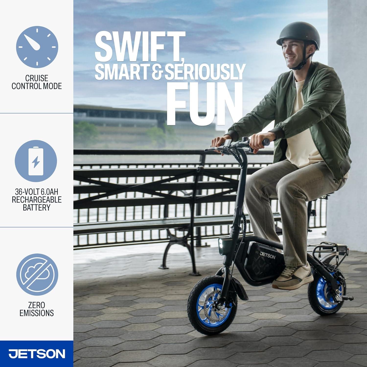 image:imageJetson Bolt Electric Bike Foot Pegs EasyFolding Builtin Carrying Handle Twist Throttle Cruise Control Up to 155 MPH Range Up to 15 Miles Ages 1312 inch Bolt