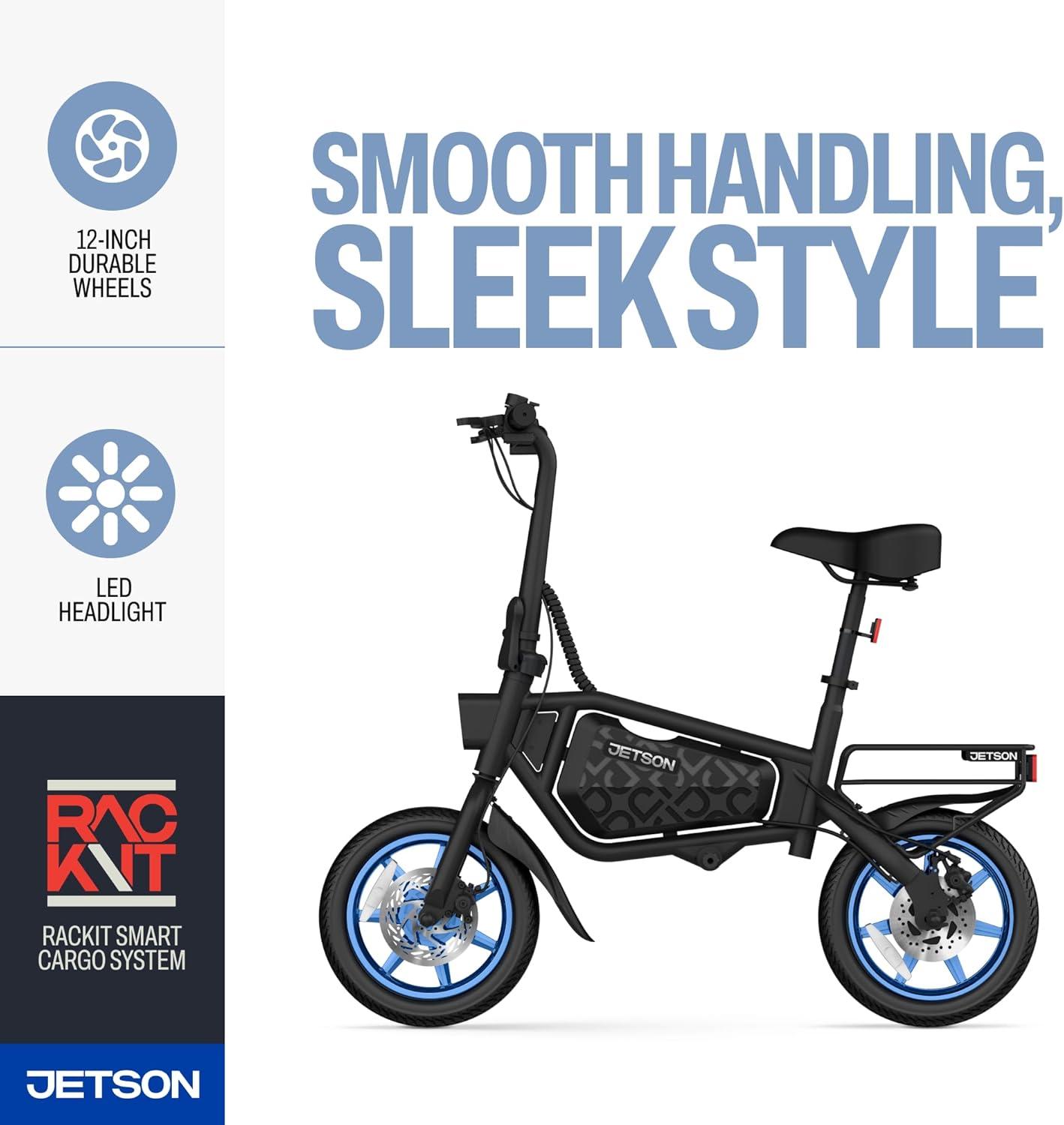 image:imageJetson Bolt Electric Bike Foot Pegs EasyFolding Builtin Carrying Handle Twist Throttle Cruise Control Up to 155 MPH Range Up to 15 Miles Ages 1312 inch Bolt
