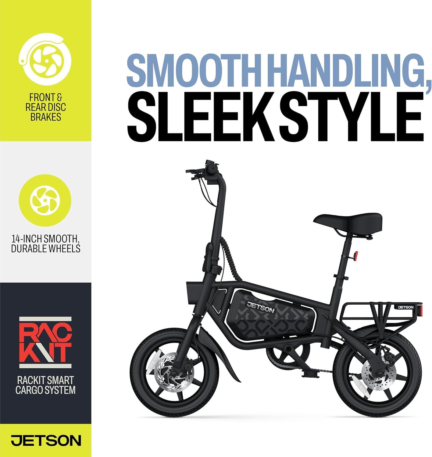 image:imageJetson Bolt Electric Bike Foot Pegs EasyFolding Builtin Carrying Handle Twist Throttle Cruise Control Up to 155 MPH Range Up to 15 Miles Ages 1314 inch Bolt Pro