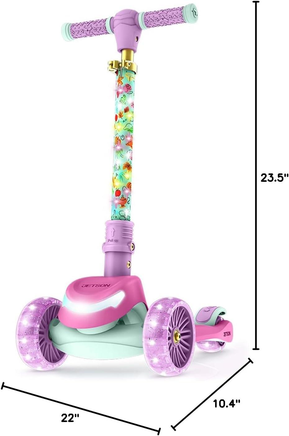 image:imageJetson Character Kids Kick Scooter LED Lights on Stem amp LightUp Wheels Lightweight Frame HeightAdjustable Handlebar LeantoSteer System EasyFold MechanismPrincess Pink