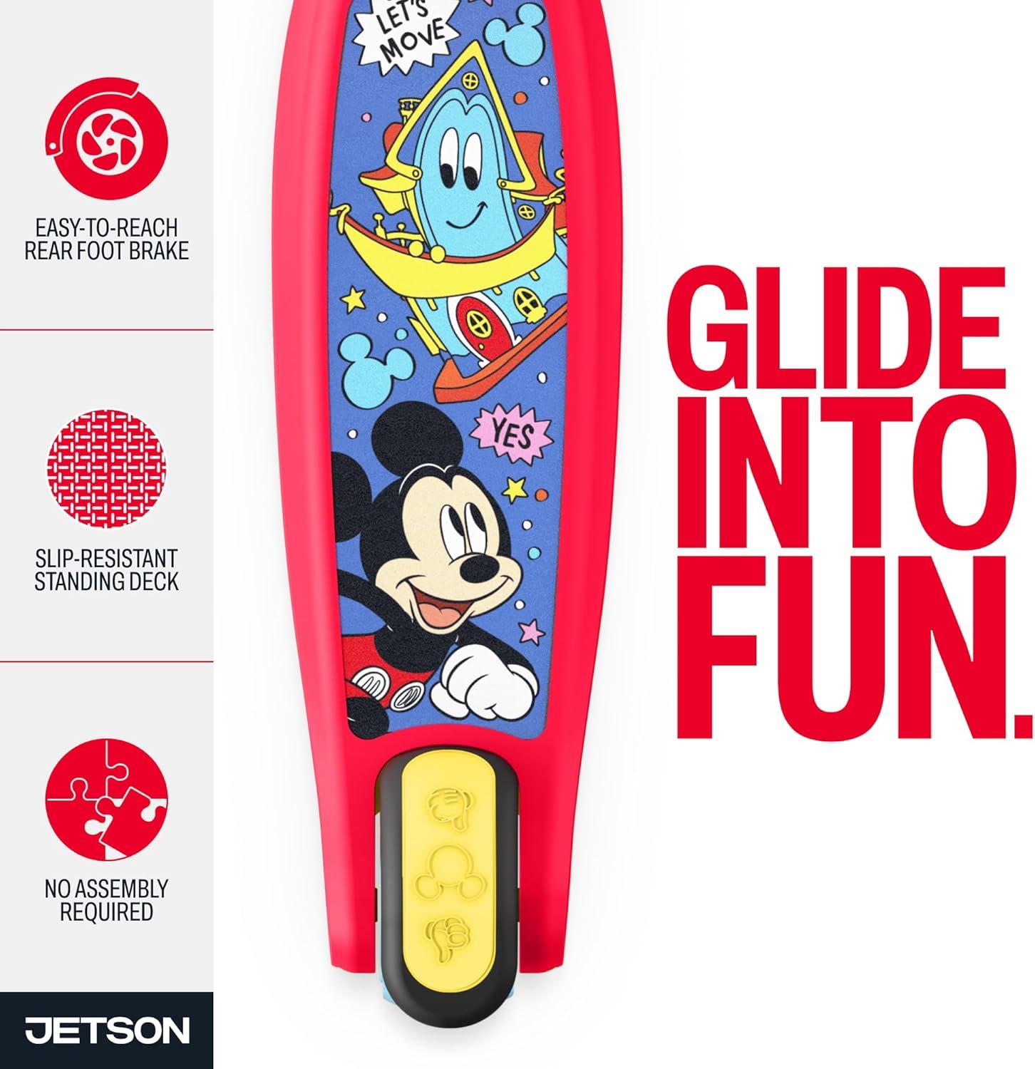 image:imageJetson Character Kids Kick Scooter LED Lights on Stem amp LightUp Wheels Lightweight Frame HeightAdjustable Handlebar LeantoSteer System EasyFold MechanismMickey