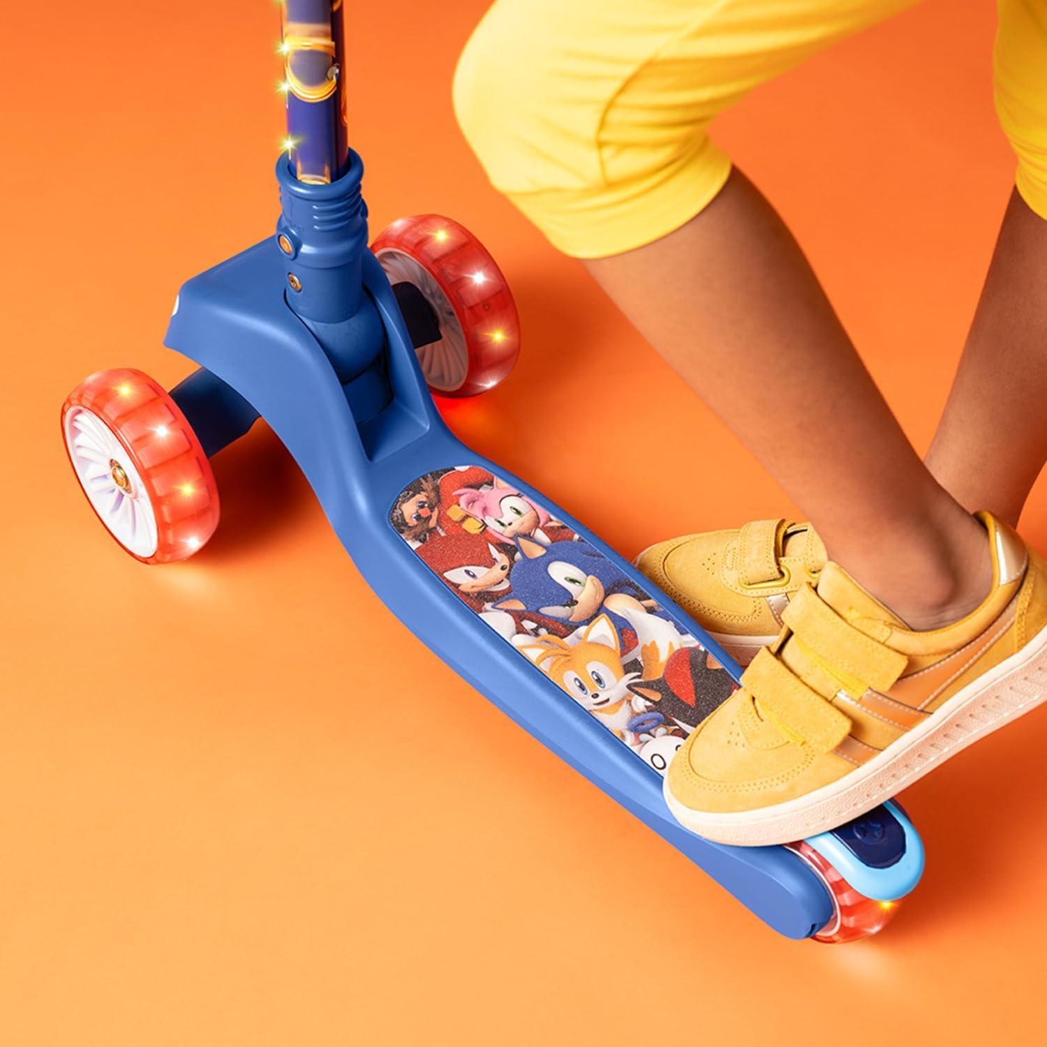 image:imageJetson Character Kids Kick Scooter LED Lights on Stem amp LightUp Wheels Lightweight Frame HeightAdjustable Handlebar LeantoSteer System EasyFold MechanismSonic Red