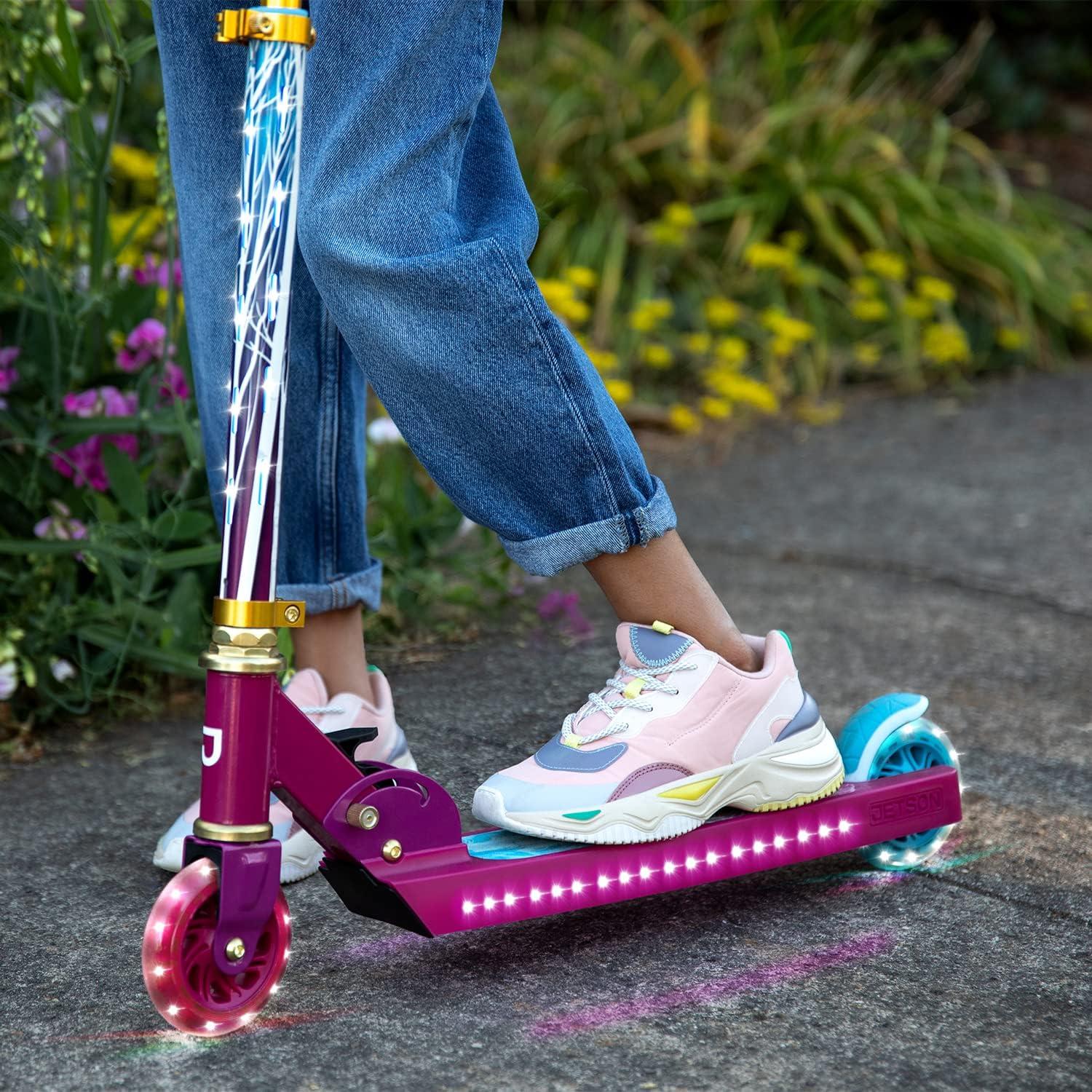 image:imageJetson Character Kids Kick Scooter LED Lights on Stem amp LightUp Wheels Lightweight Frame HeightAdjustable Handlebar LeantoSteer System EasyFold MechanismFrozen