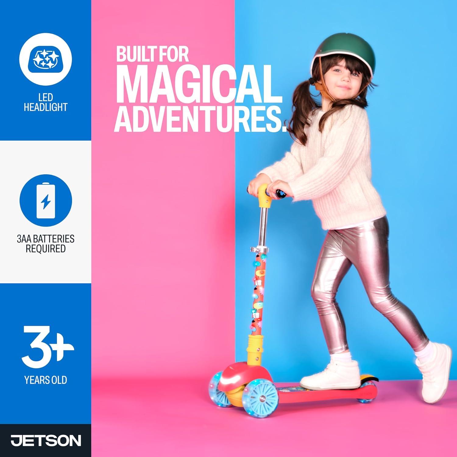 image:imageJetson Character Kids Kick Scooter LED Lights on Stem amp LightUp Wheels Lightweight Frame HeightAdjustable Handlebar LeantoSteer System EasyFold MechanismMickey