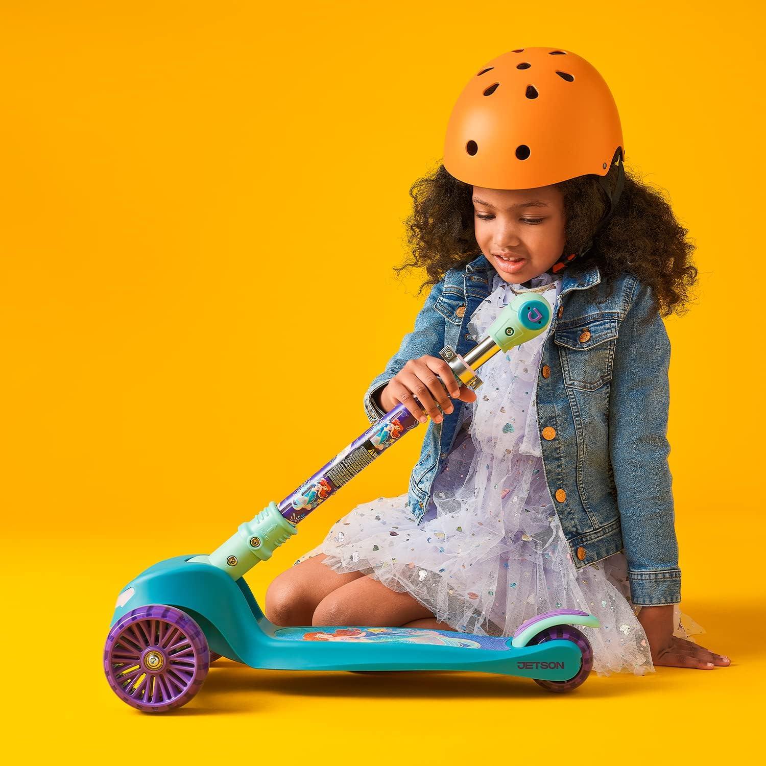 image:imageJetson Character Kids Kick Scooter LED Lights on Stem amp LightUp Wheels Lightweight Frame HeightAdjustable Handlebar LeantoSteer System EasyFold MechanismLittle Mermaid