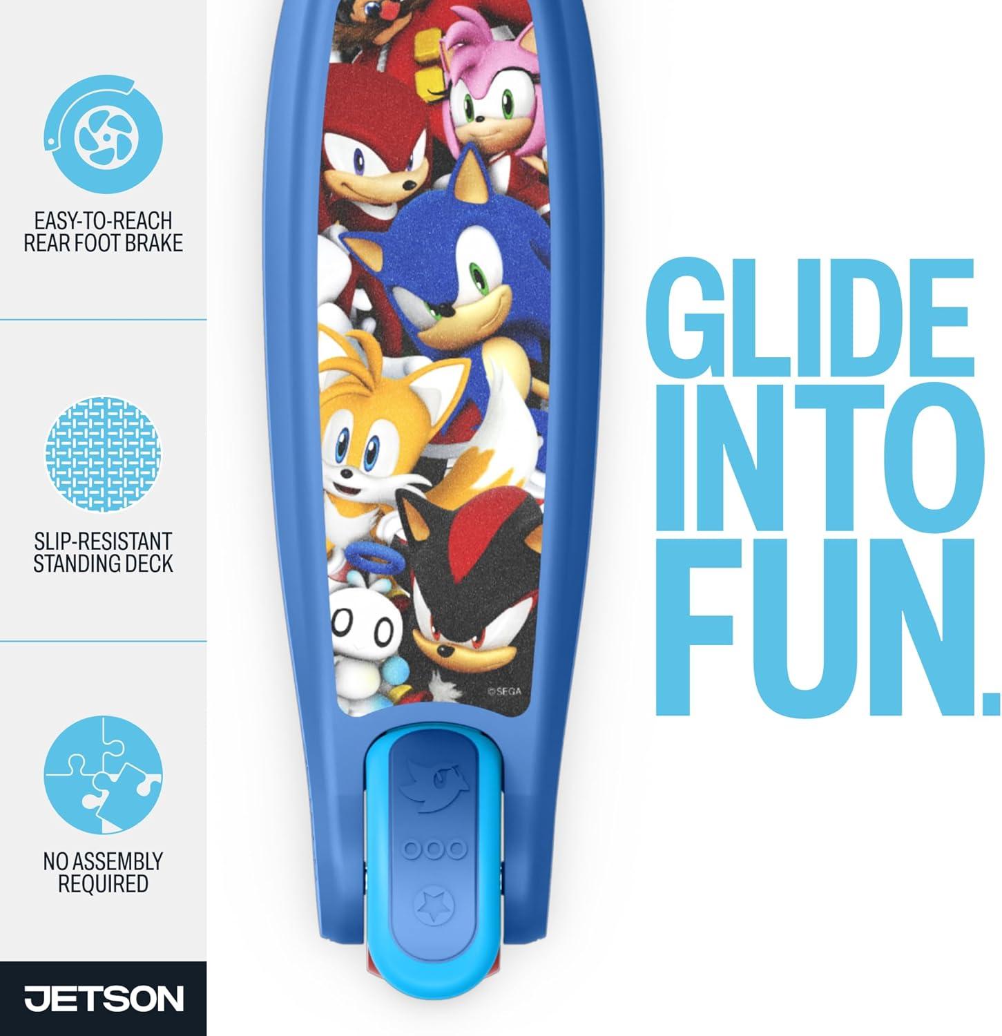 image:imageJetson Character Kids Kick Scooter LED Lights on Stem amp LightUp Wheels Lightweight Frame HeightAdjustable Handlebar LeantoSteer System EasyFold MechanismSonic Red