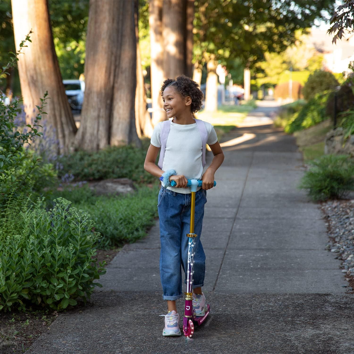 image:imageJetson Character Kids Kick Scooter LED Lights on Stem amp LightUp Wheels Lightweight Frame HeightAdjustable Handlebar LeantoSteer System EasyFold MechanismFrozen