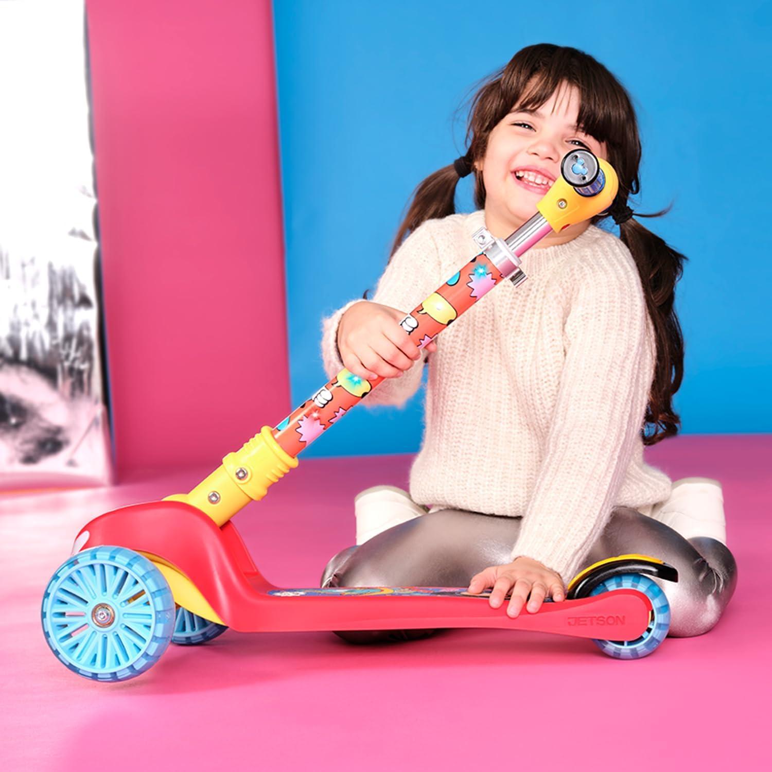 image:imageJetson Character Kids Kick Scooter LED Lights on Stem amp LightUp Wheels Lightweight Frame HeightAdjustable Handlebar LeantoSteer System EasyFold MechanismMickey