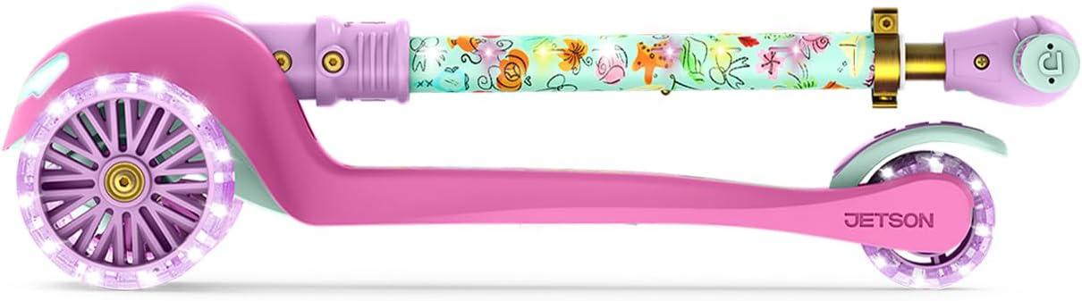 image:imageJetson Character Kids Kick Scooter LED Lights on Stem amp LightUp Wheels Lightweight Frame HeightAdjustable Handlebar LeantoSteer System EasyFold MechanismPrincess Pink
