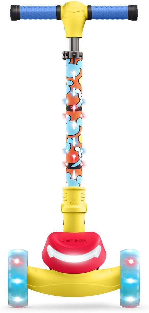 image:imageJetson Character Kids Kick Scooter LED Lights on Stem amp LightUp Wheels Lightweight Frame HeightAdjustable Handlebar LeantoSteer System EasyFold MechanismMickey