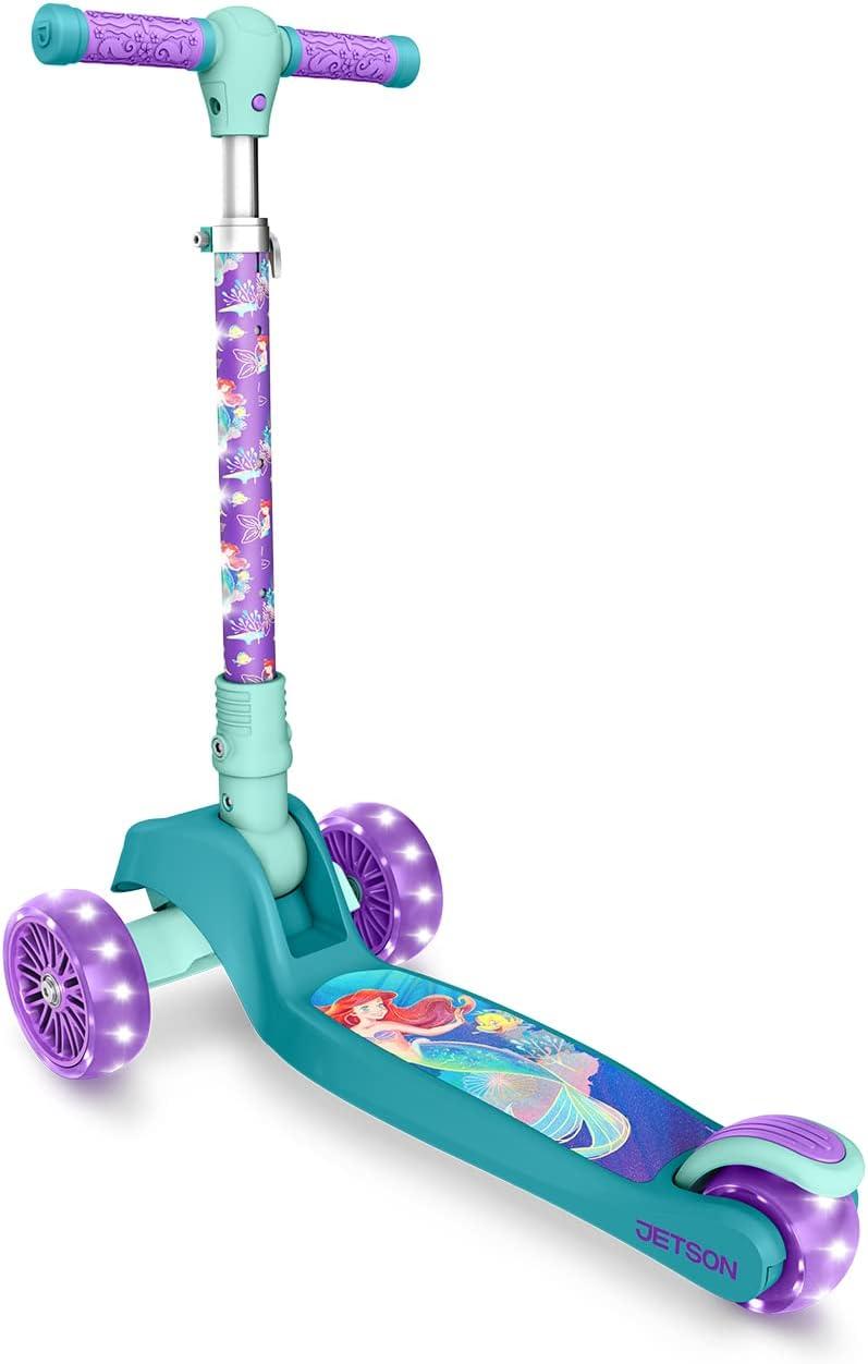 image:imageJetson Character Kids Kick Scooter LED Lights on Stem amp LightUp Wheels Lightweight Frame HeightAdjustable Handlebar LeantoSteer System EasyFold MechanismLittle Mermaid