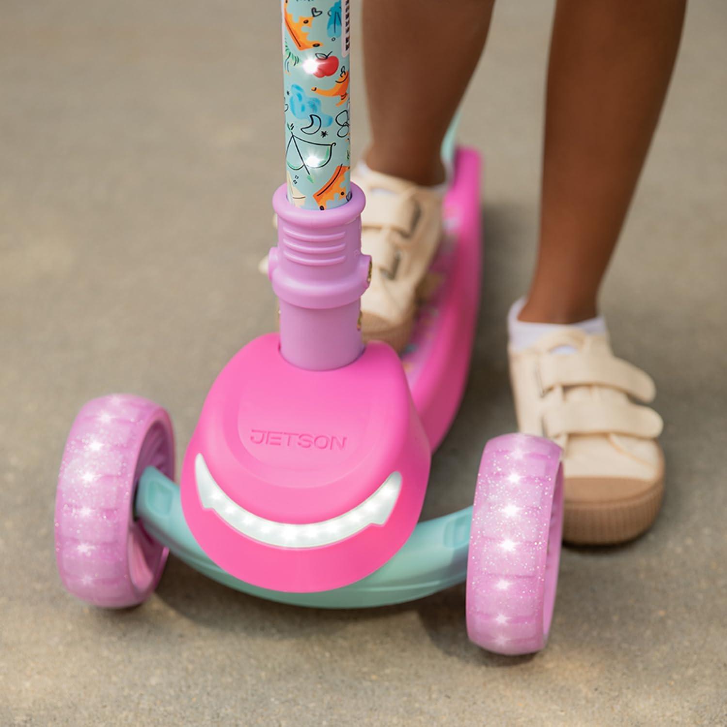 image:imageJetson Character Kids Kick Scooter LED Lights on Stem amp LightUp Wheels Lightweight Frame HeightAdjustable Handlebar LeantoSteer System EasyFold MechanismPrincess Pink