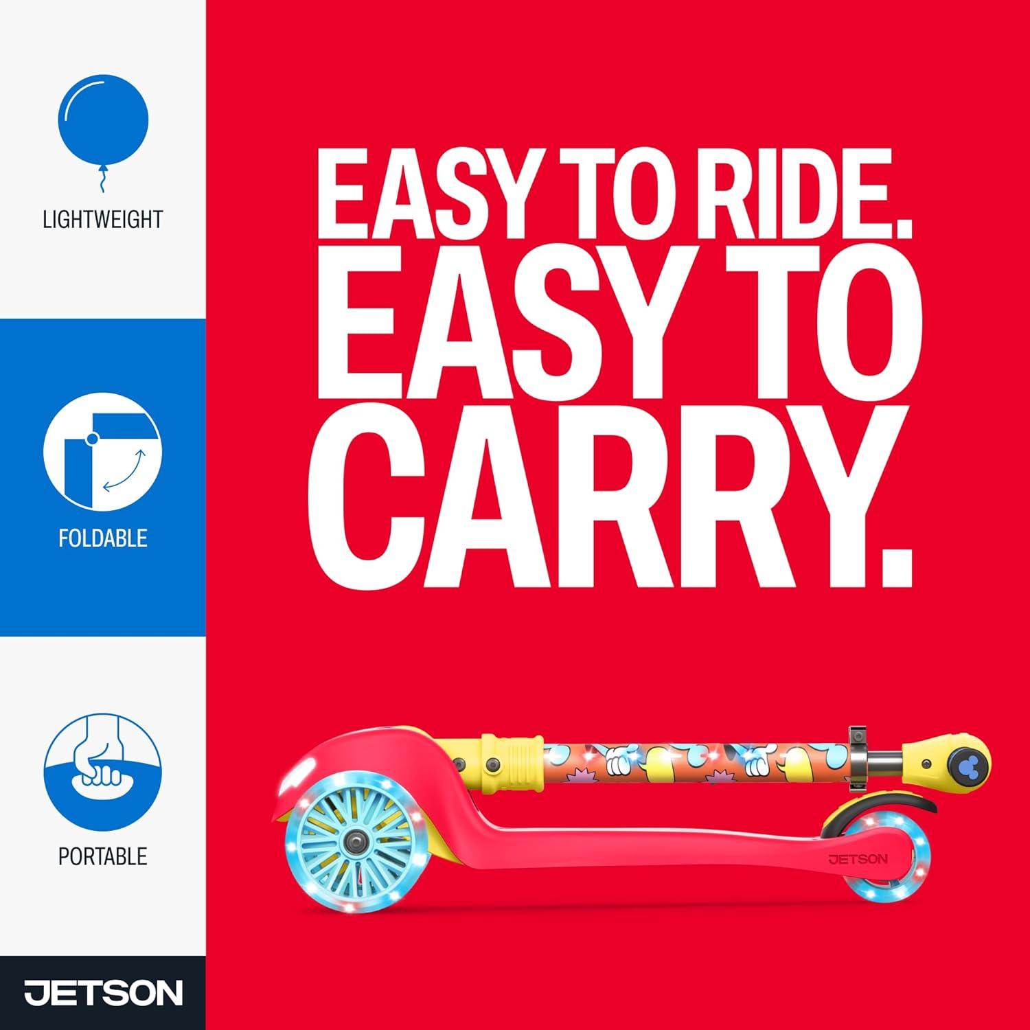 image:imageJetson Character Kids Kick Scooter LED Lights on Stem amp LightUp Wheels Lightweight Frame HeightAdjustable Handlebar LeantoSteer System EasyFold MechanismMickey