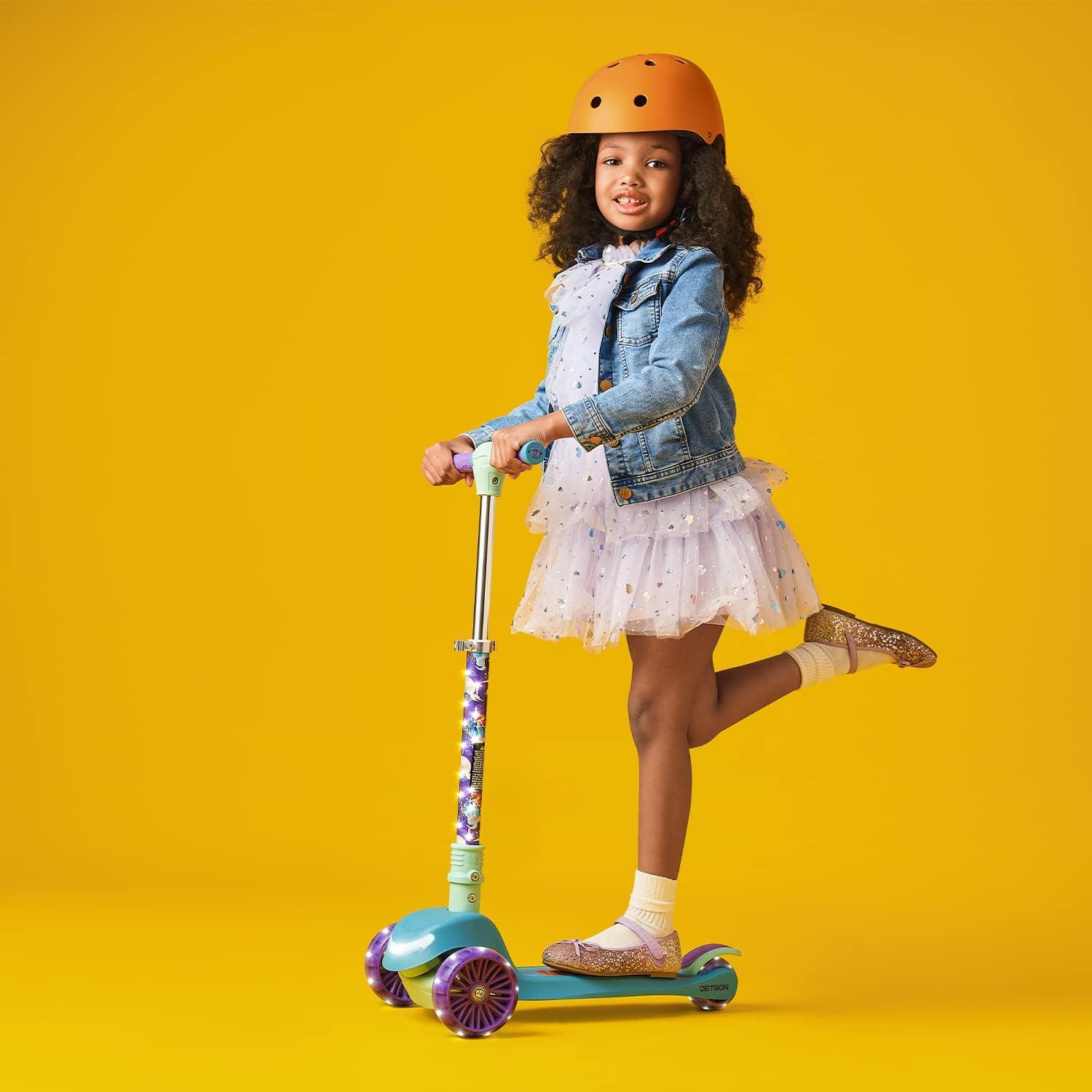 image:imageJetson Character Kids Kick Scooter LED Lights on Stem amp LightUp Wheels Lightweight Frame HeightAdjustable Handlebar LeantoSteer System EasyFold MechanismLittle Mermaid