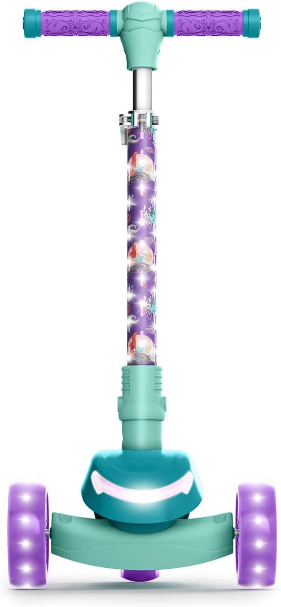 image:imageJetson Character Kids Kick Scooter LED Lights on Stem amp LightUp Wheels Lightweight Frame HeightAdjustable Handlebar LeantoSteer System EasyFold MechanismLittle Mermaid