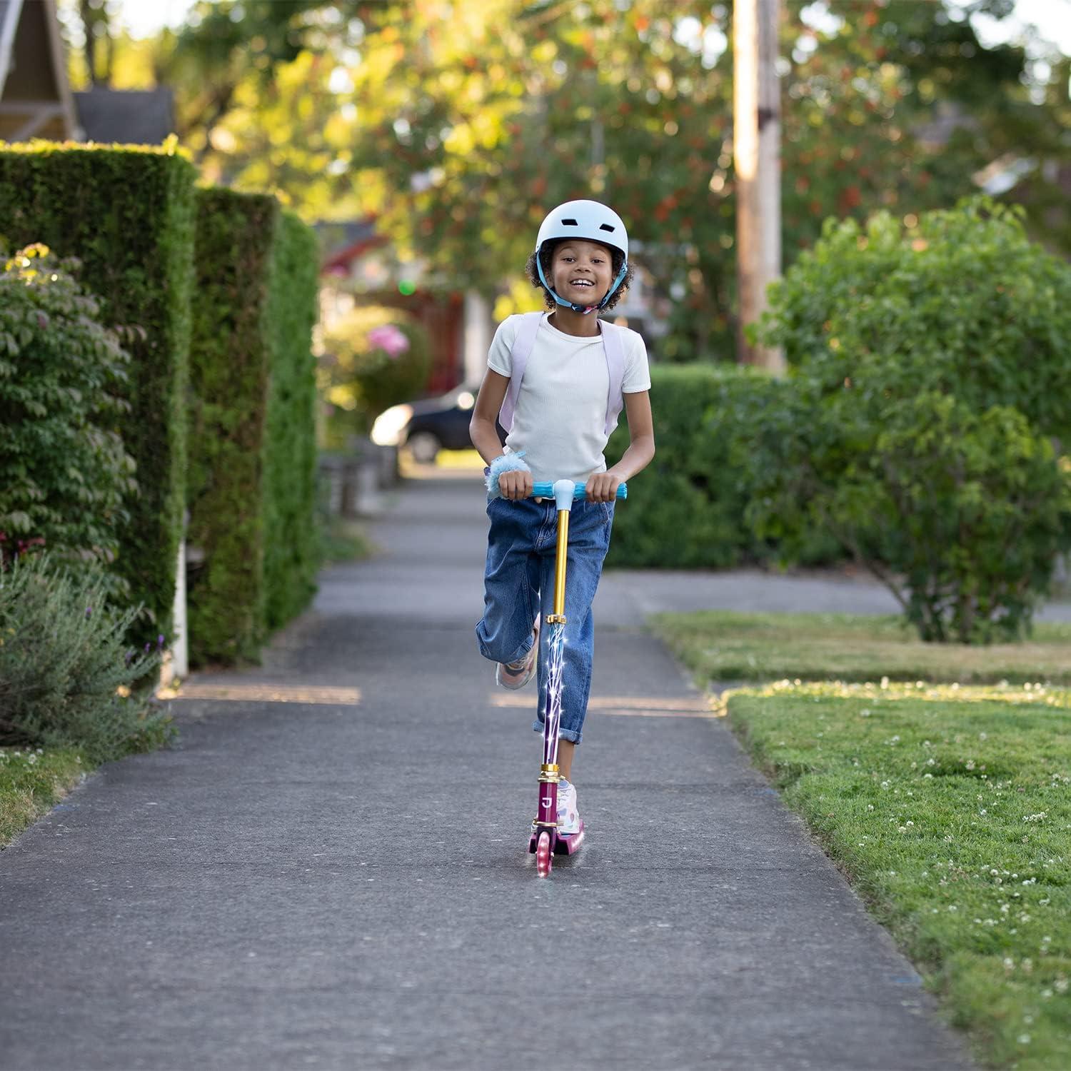 image:imageJetson Character Kids Kick Scooter LED Lights on Stem amp LightUp Wheels Lightweight Frame HeightAdjustable Handlebar LeantoSteer System EasyFold MechanismFrozen