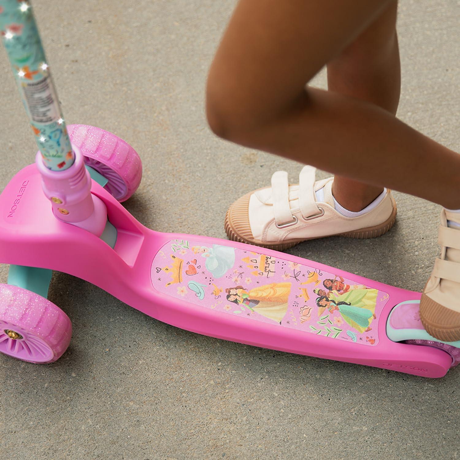 image:imageJetson Character Kids Kick Scooter LED Lights on Stem amp LightUp Wheels Lightweight Frame HeightAdjustable Handlebar LeantoSteer System EasyFold MechanismPrincess Pink