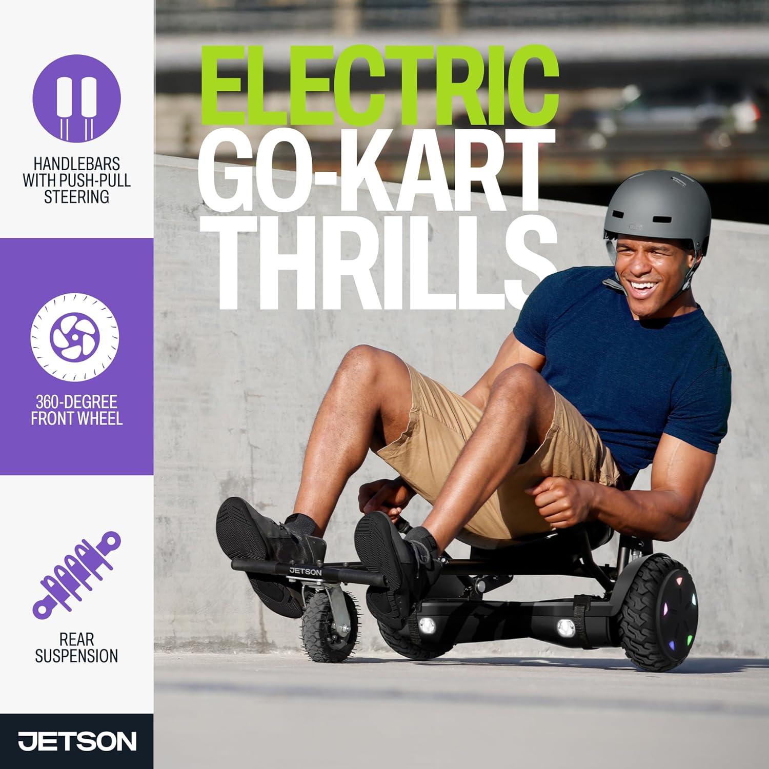 image:imageJetson JetKart 20 Universal Hoverboard Attachment 6 Tire Bucket Seat Adjustable Footrest Accommodates Most Heights Ages 12 Black JKAR20BK