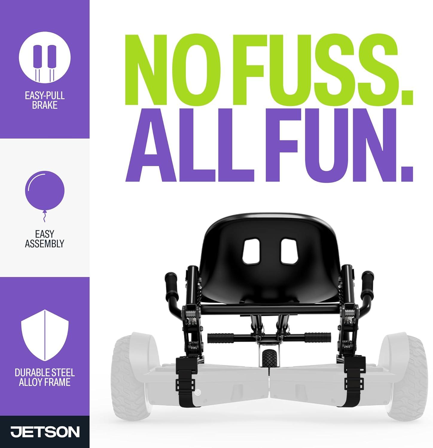 image:imageJetson JetKart 20 Universal Hoverboard Attachment 6 Tire Bucket Seat Adjustable Footrest Accommodates Most Heights Ages 12 Black JKAR20BK