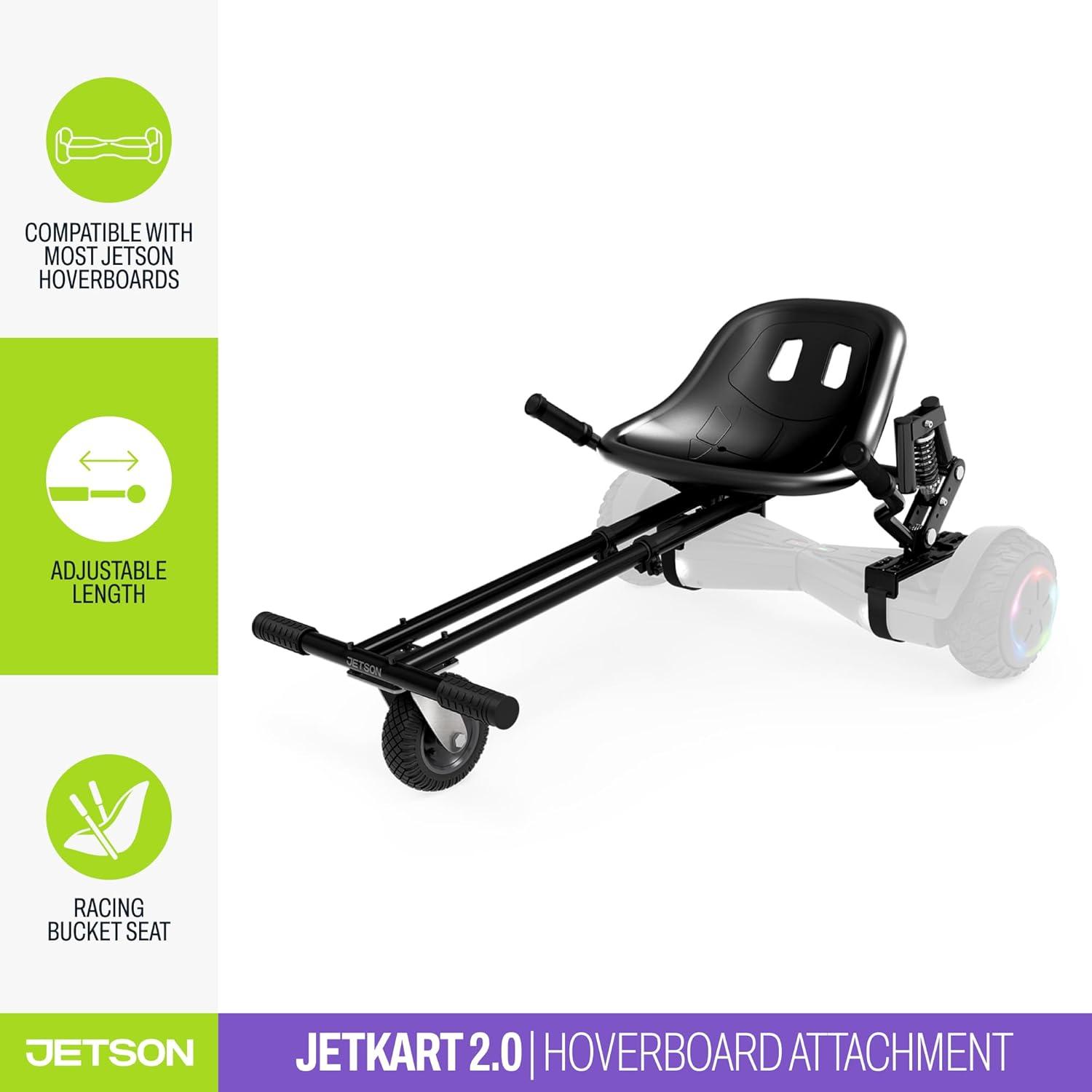 image:imageJetson JetKart 20 Universal Hoverboard Attachment 6 Tire Bucket Seat Adjustable Footrest Accommodates Most Heights Ages 12 Black JKAR20BK