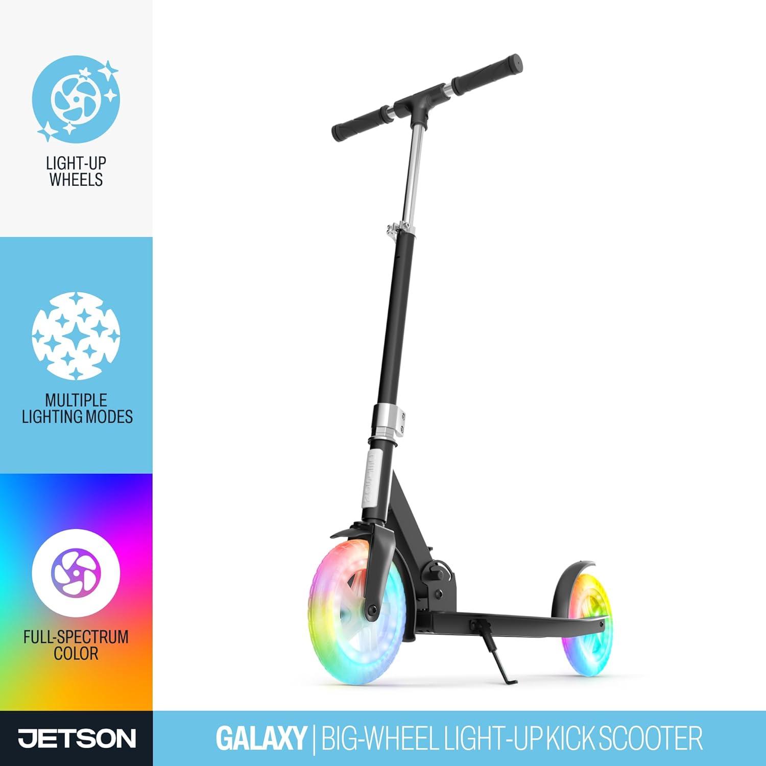 image:imageJetson Jupiter Jumbo 2Wheel Kick Scooter Sturdy Wide Deck Height Adjustable Handlebar Rear Brake EasyFolding Mechanism 8 inch wheelsGalaxy Black
