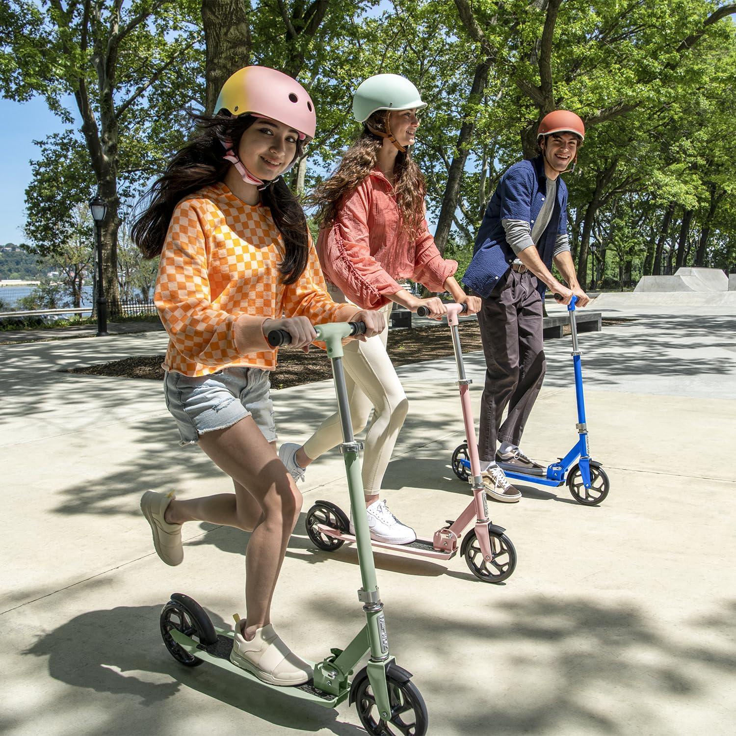 image:imageJetson Jupiter Jumbo 2Wheel Kick Scooter Sturdy Wide Deck Height Adjustable Handlebar Rear Brake EasyFolding Mechanism 8 inch wheelsHex Blue