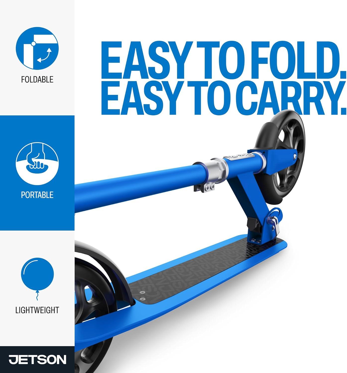 image:imageJetson Jupiter Jumbo 2Wheel Kick Scooter Sturdy Wide Deck Height Adjustable Handlebar Rear Brake EasyFolding Mechanism 8 inch wheelsHex Blue