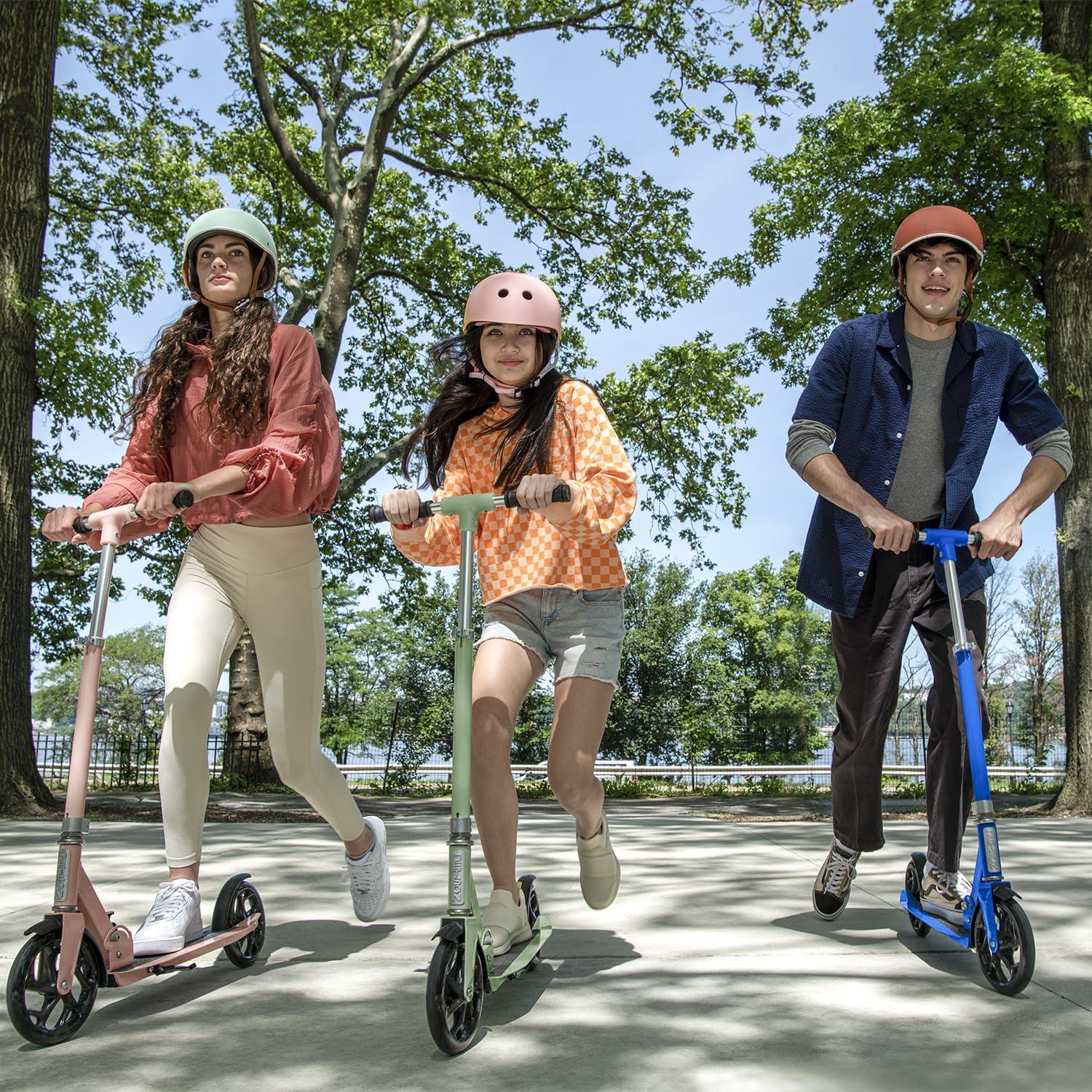 image:imageJetson Jupiter Jumbo 2Wheel Kick Scooter Sturdy Wide Deck Height Adjustable Handlebar Rear Brake EasyFolding Mechanism 8 inch wheelsHex Blue