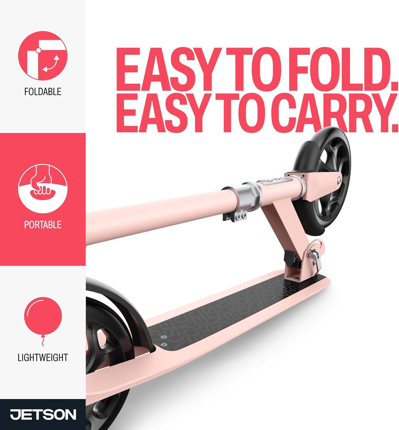 image:imageJetson Jupiter Jumbo 2Wheel Kick Scooter Sturdy Wide Deck Height Adjustable Handlebar Rear Brake EasyFolding Mechanism 8 inch wheelsHex Pink
