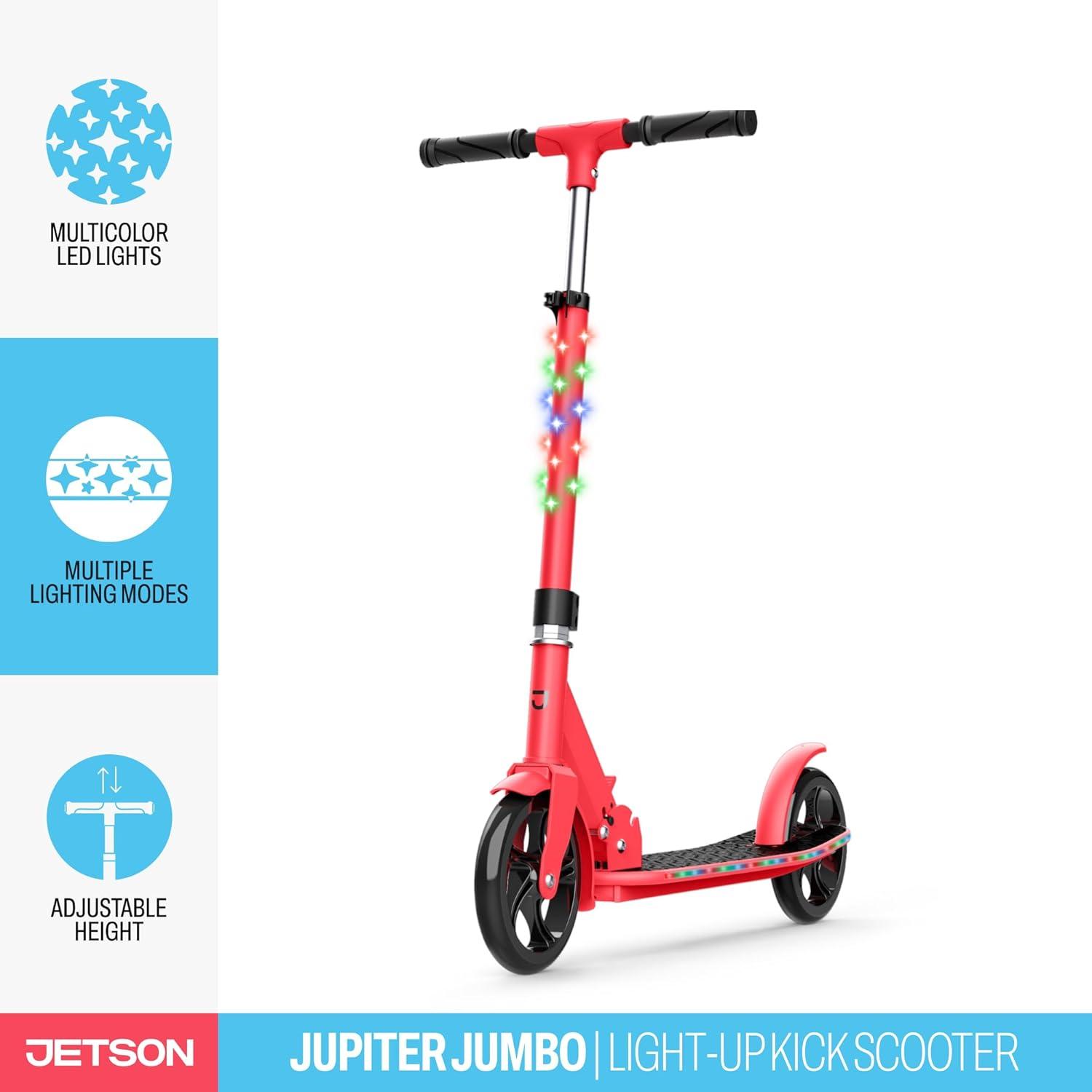 image:imageJetson Jupiter Jumbo 2Wheel Kick Scooter Sturdy Wide Deck Height Adjustable Handlebar Rear Brake EasyFolding Mechanism 8 inch wheelsJupiter Jumbo Red