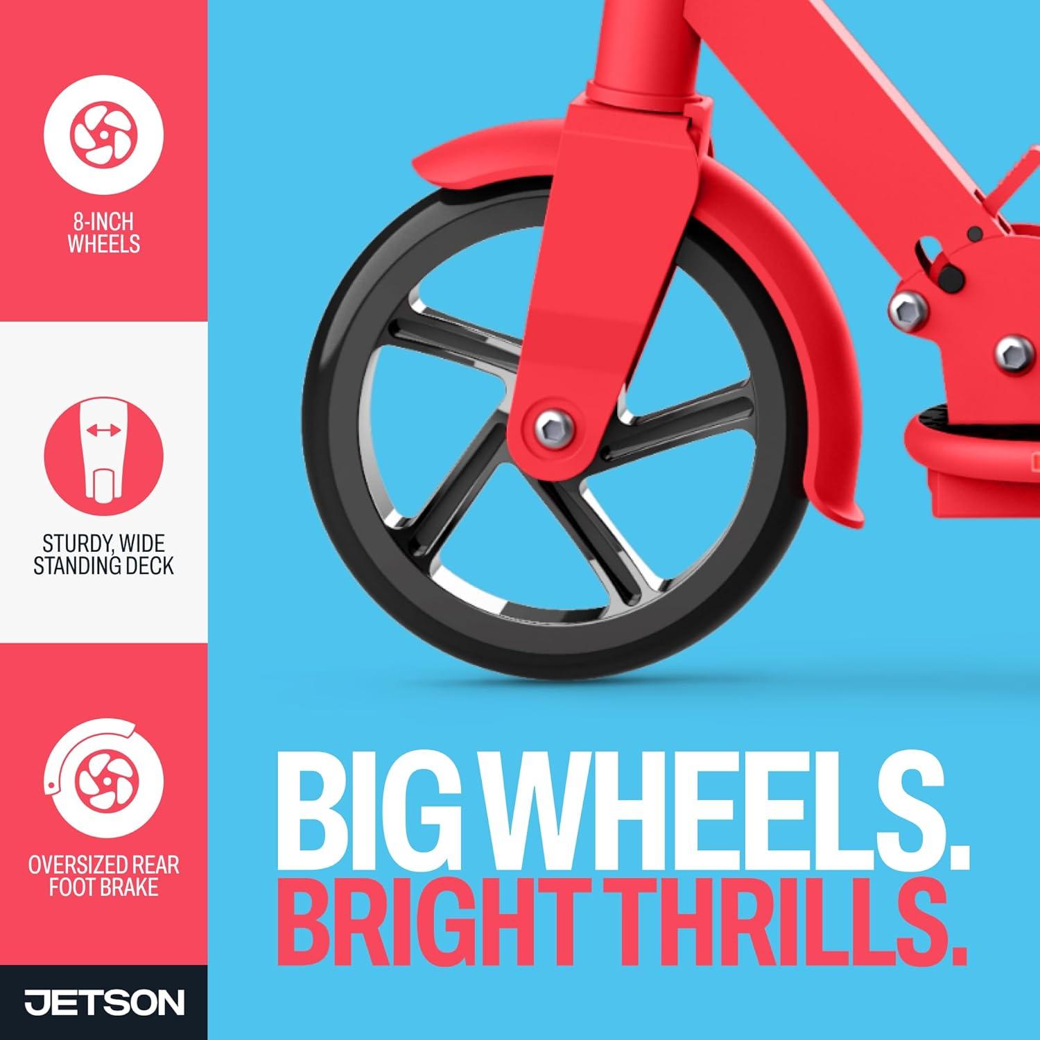 image:imageJetson Jupiter Jumbo 2Wheel Kick Scooter Sturdy Wide Deck Height Adjustable Handlebar Rear Brake EasyFolding Mechanism 8 inch wheelsJupiter Jumbo Red