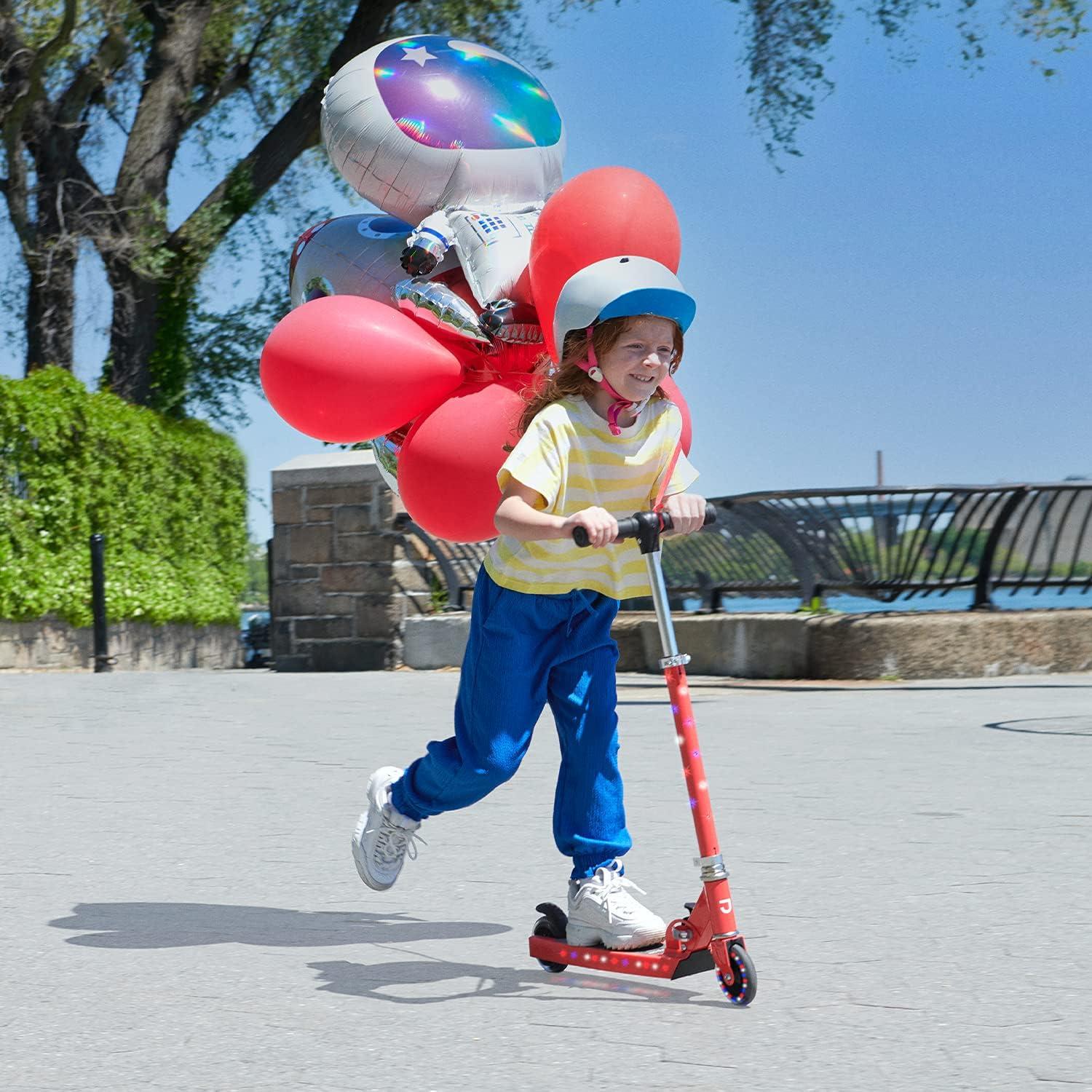 image:imageJetson Jupiter Kids 2Wheel LightUp Kick Scooter LED Lights on Handlebar Stem Wheels amp Deck Adjustable Handlebar Rear Brake EasyFolding Mechanism Ages 5Jupiter Red