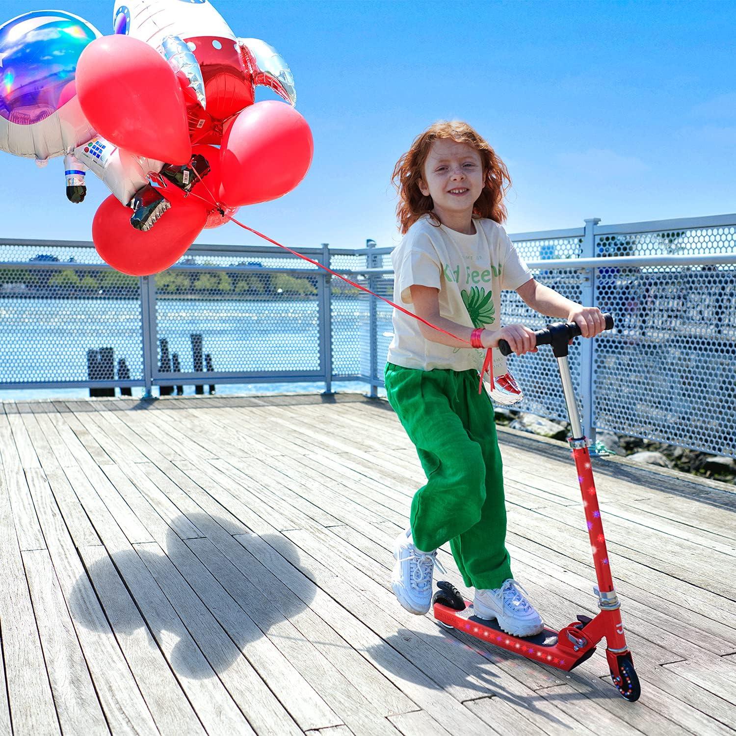 image:imageJetson Jupiter Kids 2Wheel LightUp Kick Scooter LED Lights on Handlebar Stem Wheels amp Deck Adjustable Handlebar Rear Brake EasyFolding Mechanism Ages 5Jupiter Pink