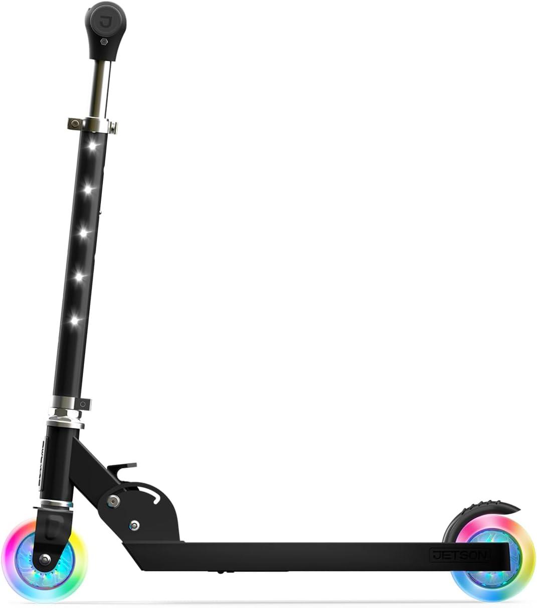 image:imageJetson Jupiter Kids 2Wheel LightUp Kick Scooter LED Lights on Handlebar Stem Wheels amp Deck Adjustable Handlebar Rear Brake EasyFolding Mechanism Ages 5Moonbeam Black