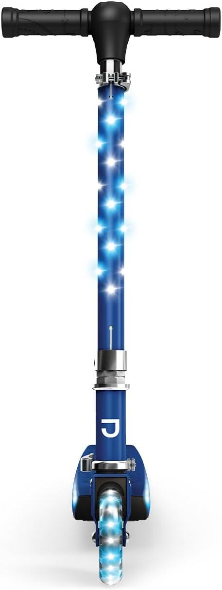 image:imageJetson Jupiter Kids 2Wheel LightUp Kick Scooter LED Lights on Handlebar Stem Wheels amp Deck Adjustable Handlebar Rear Brake EasyFolding Mechanism Ages 5Jupiter Blue