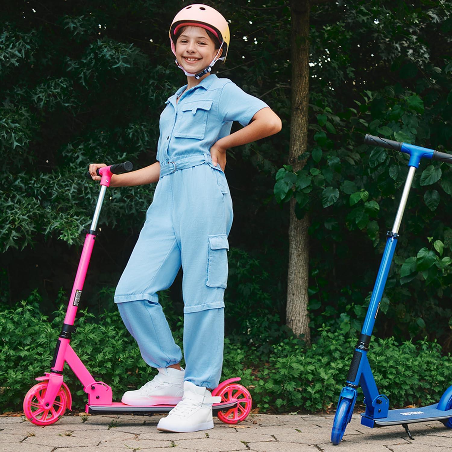 image:imageJetson Jupiter Kids 2Wheel LightUp Kick Scooter LED Lights on Handlebar Stem Wheels amp Deck Adjustable Handlebar Rear Brake EasyFolding Mechanism Ages 5Highlight Blue