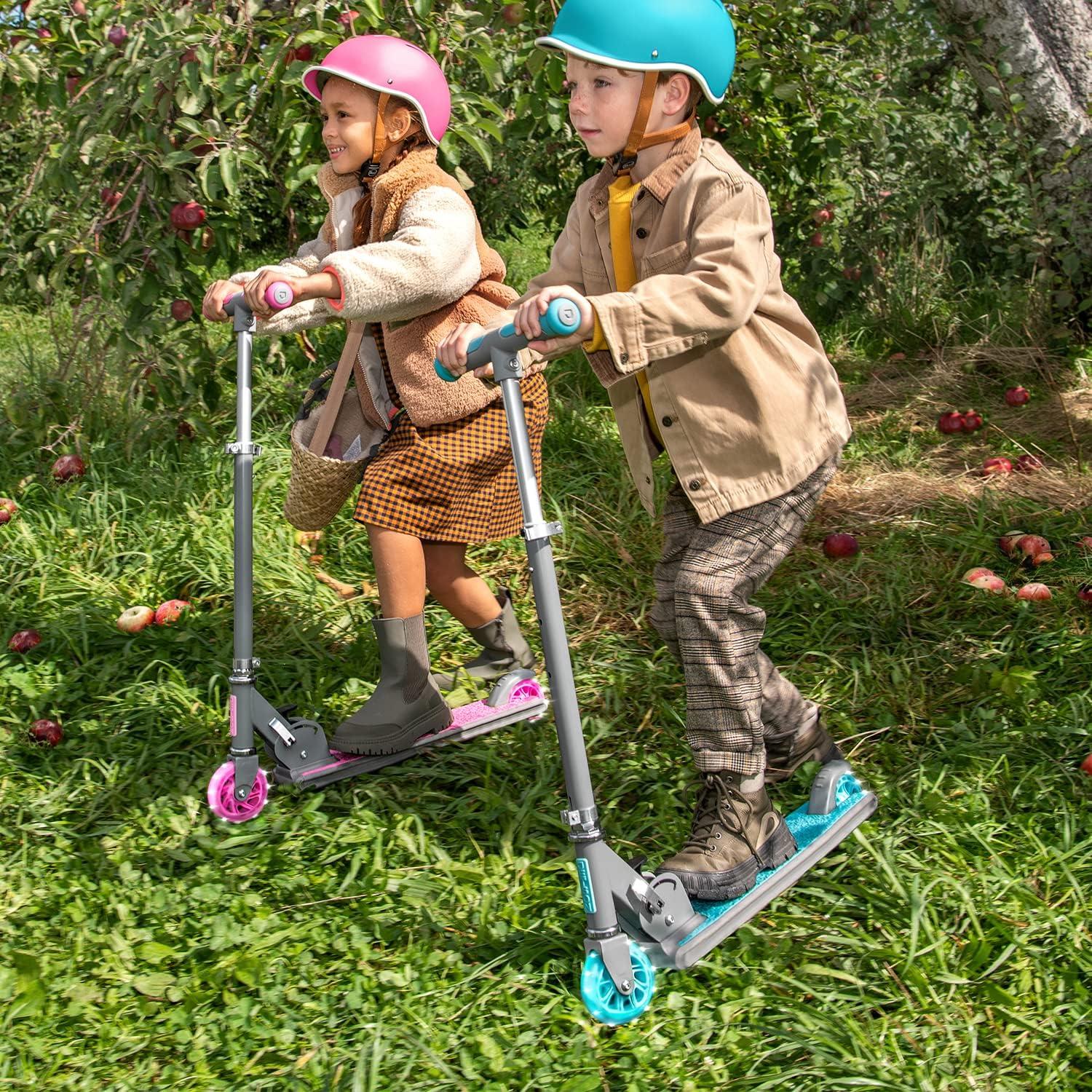 image:imageJetson Leo Folding Kick Scooter Easy Folding Mechanism LightUp Wheels HeightAdjustable Handlebar Rear Foot BrakeAges 5Pink