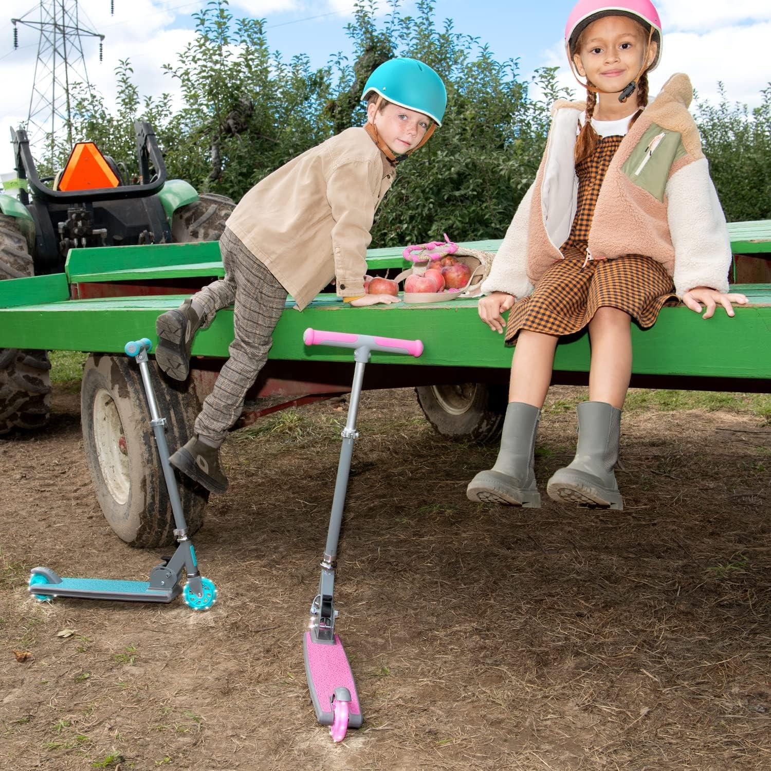 image:imageJetson Leo Folding Kick Scooter Easy Folding Mechanism LightUp Wheels HeightAdjustable Handlebar Rear Foot BrakeAges 5Pink