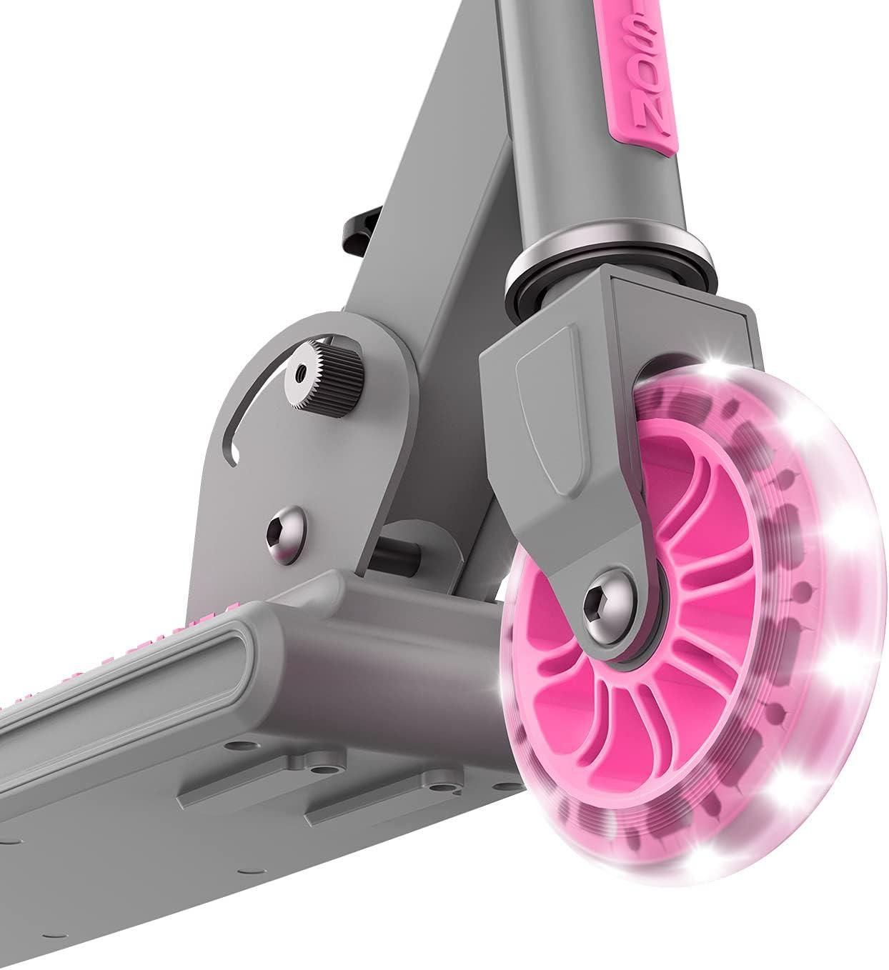 image:imageJetson Leo Folding Kick Scooter Easy Folding Mechanism LightUp Wheels HeightAdjustable Handlebar Rear Foot BrakeAges 5Pink
