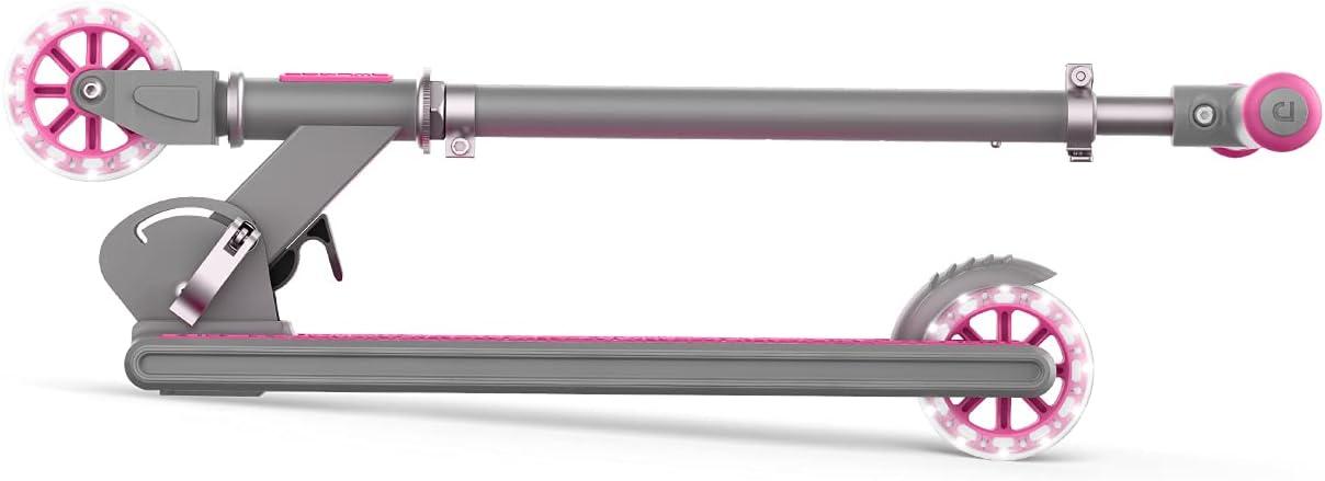 image:imageJetson Leo Folding Kick Scooter Easy Folding Mechanism LightUp Wheels HeightAdjustable Handlebar Rear Foot BrakeAges 5Pink