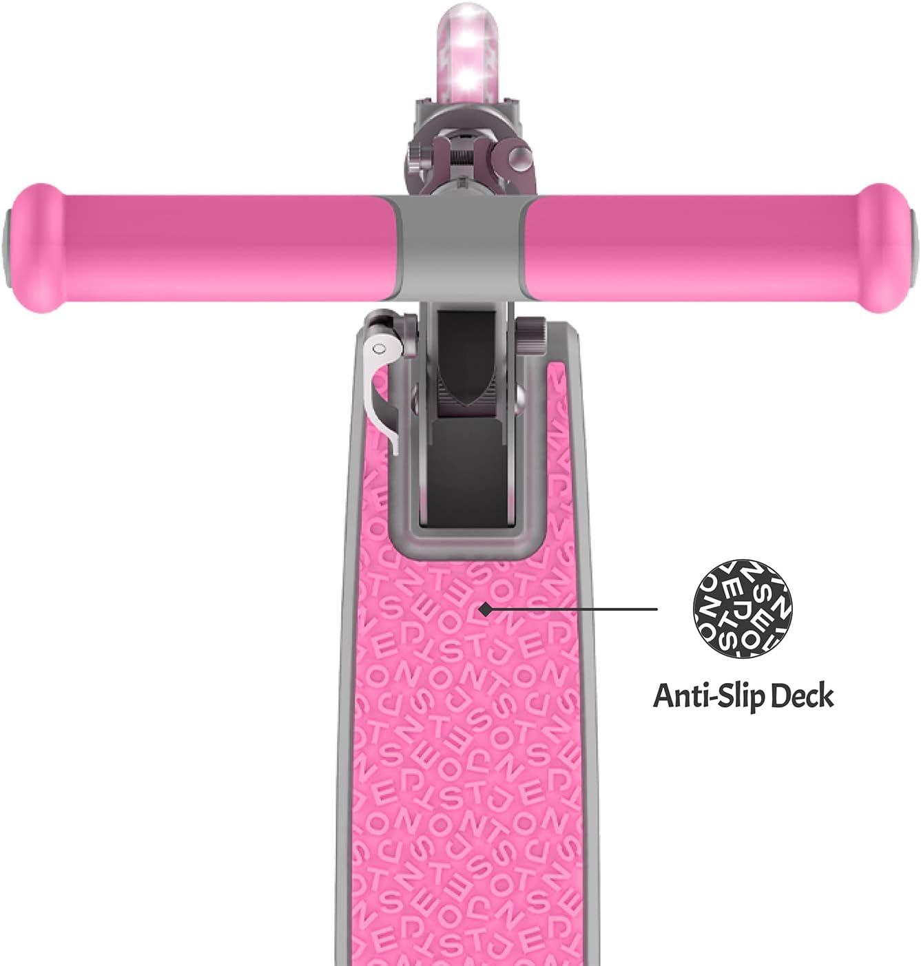 image:imageJetson Leo Folding Kick Scooter Easy Folding Mechanism LightUp Wheels HeightAdjustable Handlebar Rear Foot BrakeAges 5Pink