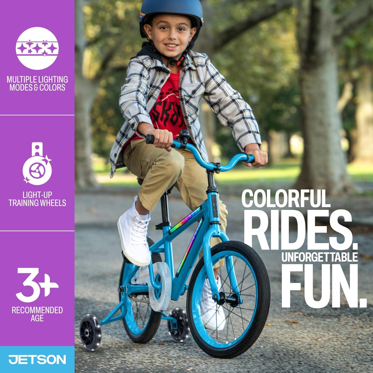 image:imageJetson Light Rider Kids Lightup Unisex Bike LED Lightup Frame 3 Different Light ModesBlue 16 Inch Tire