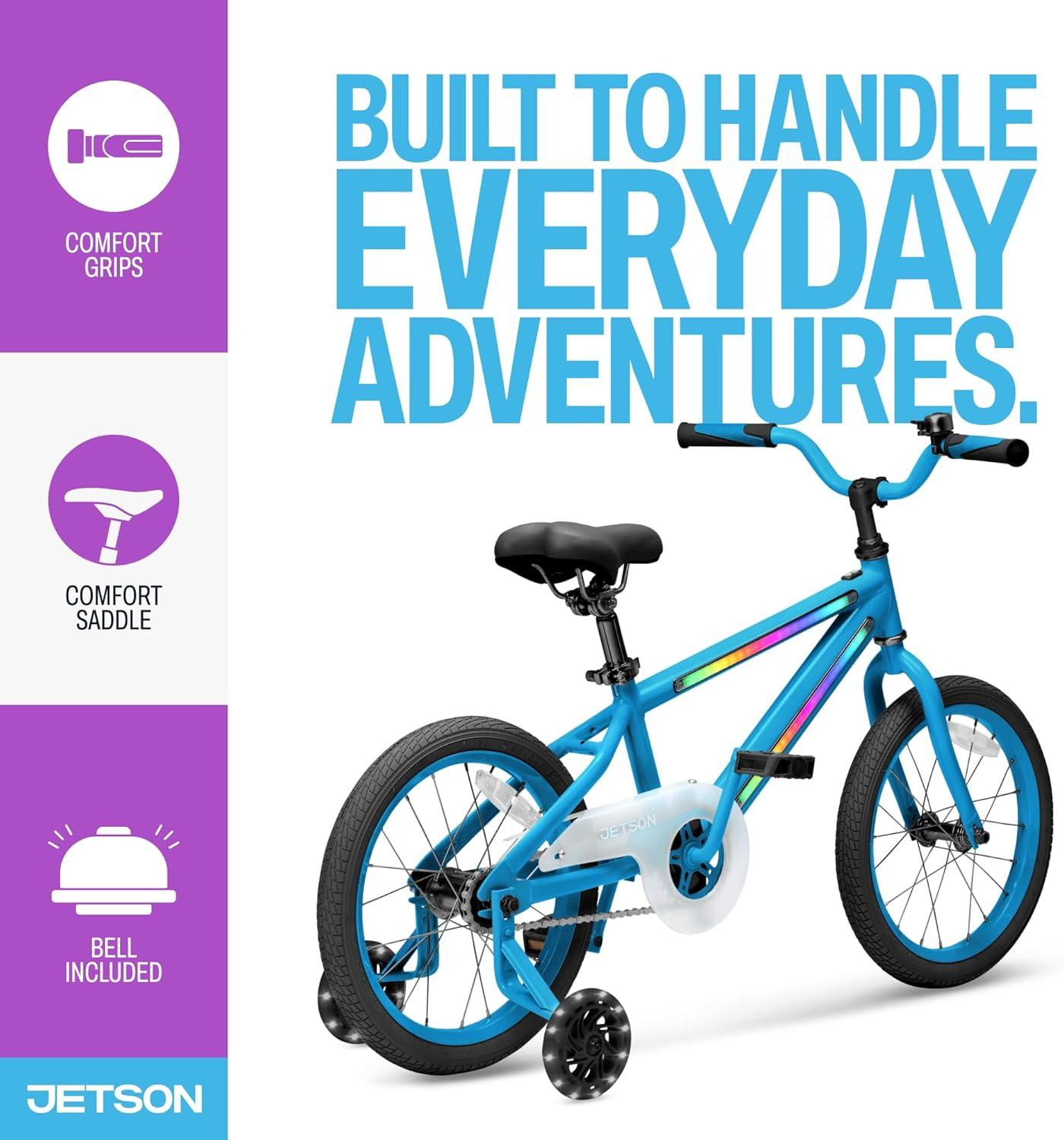 image:imageJetson Light Rider Kids Lightup Unisex Bike LED Lightup Frame 3 Different Light ModesBlue 16 Inch Tire