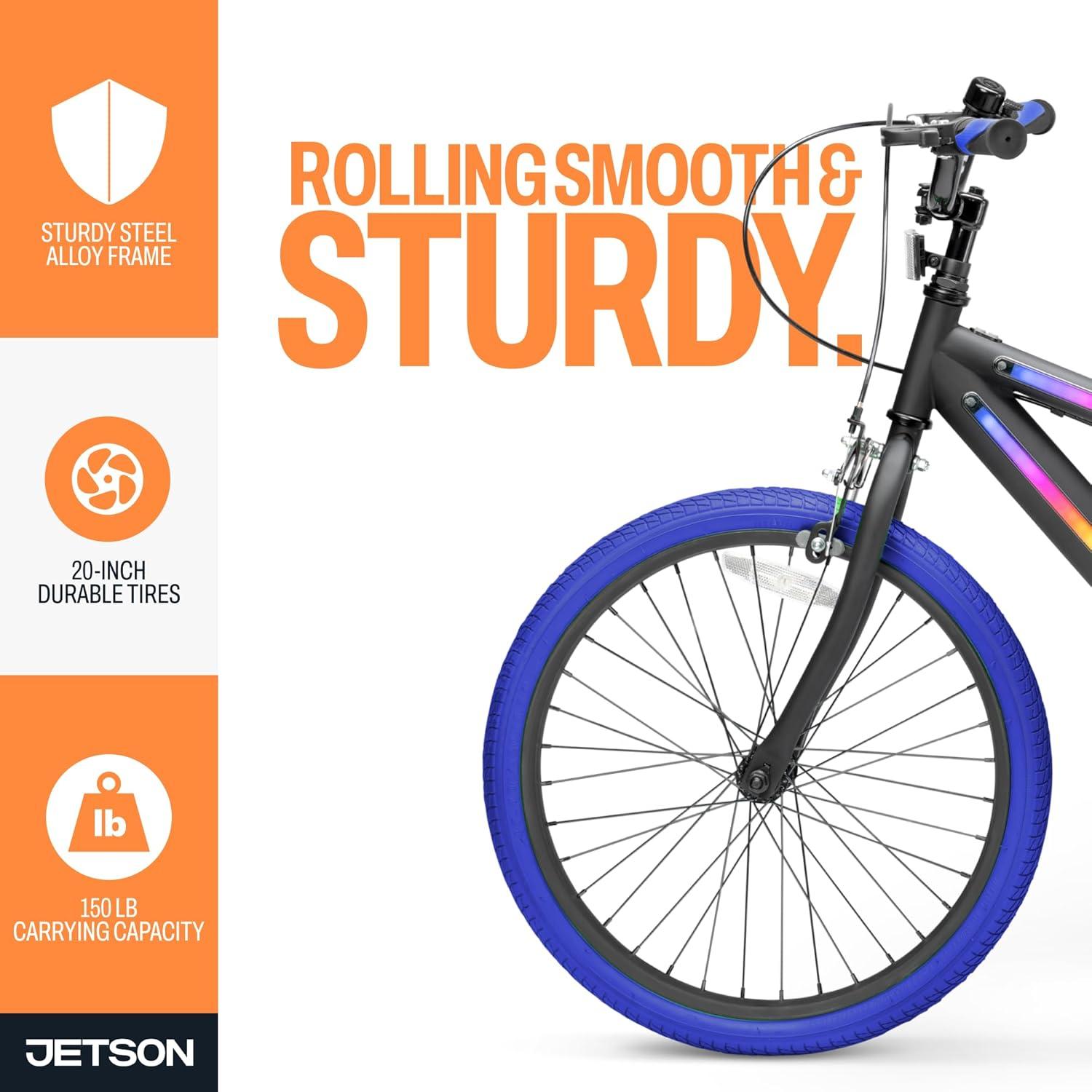 image:imageJetson Light Rider Kids Lightup Unisex Bike LED Lightup Frame 3 Different Light ModesBlue 20 Inch Tire