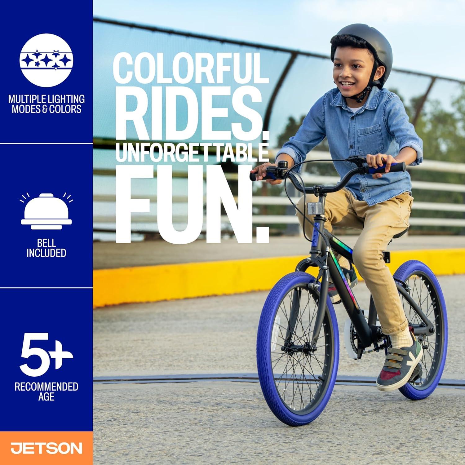 image:imageJetson Light Rider Kids Lightup Unisex Bike LED Lightup Frame 3 Different Light ModesBlue 20 Inch Tire