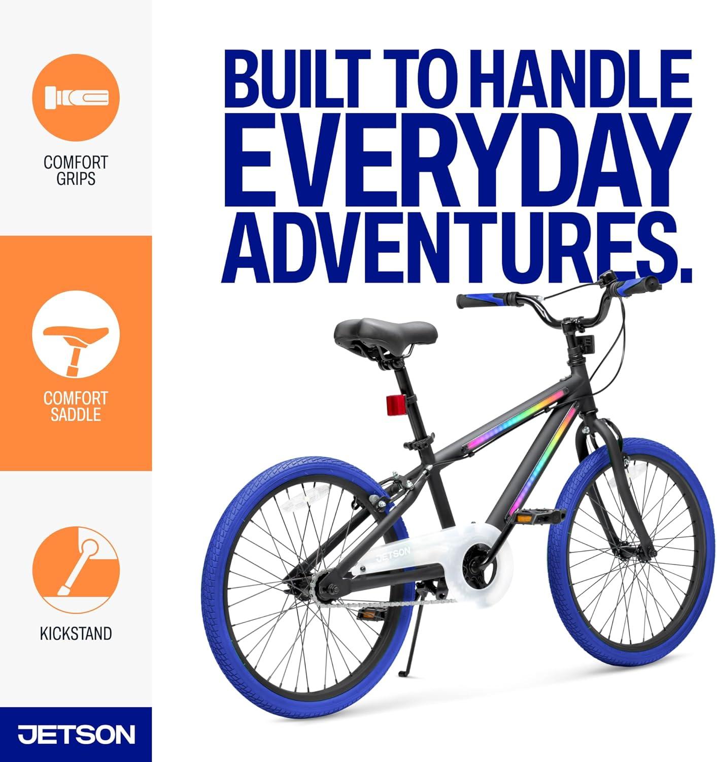 image:imageJetson Light Rider Kids Lightup Unisex Bike LED Lightup Frame 3 Different Light ModesBlue 20 Inch Tire