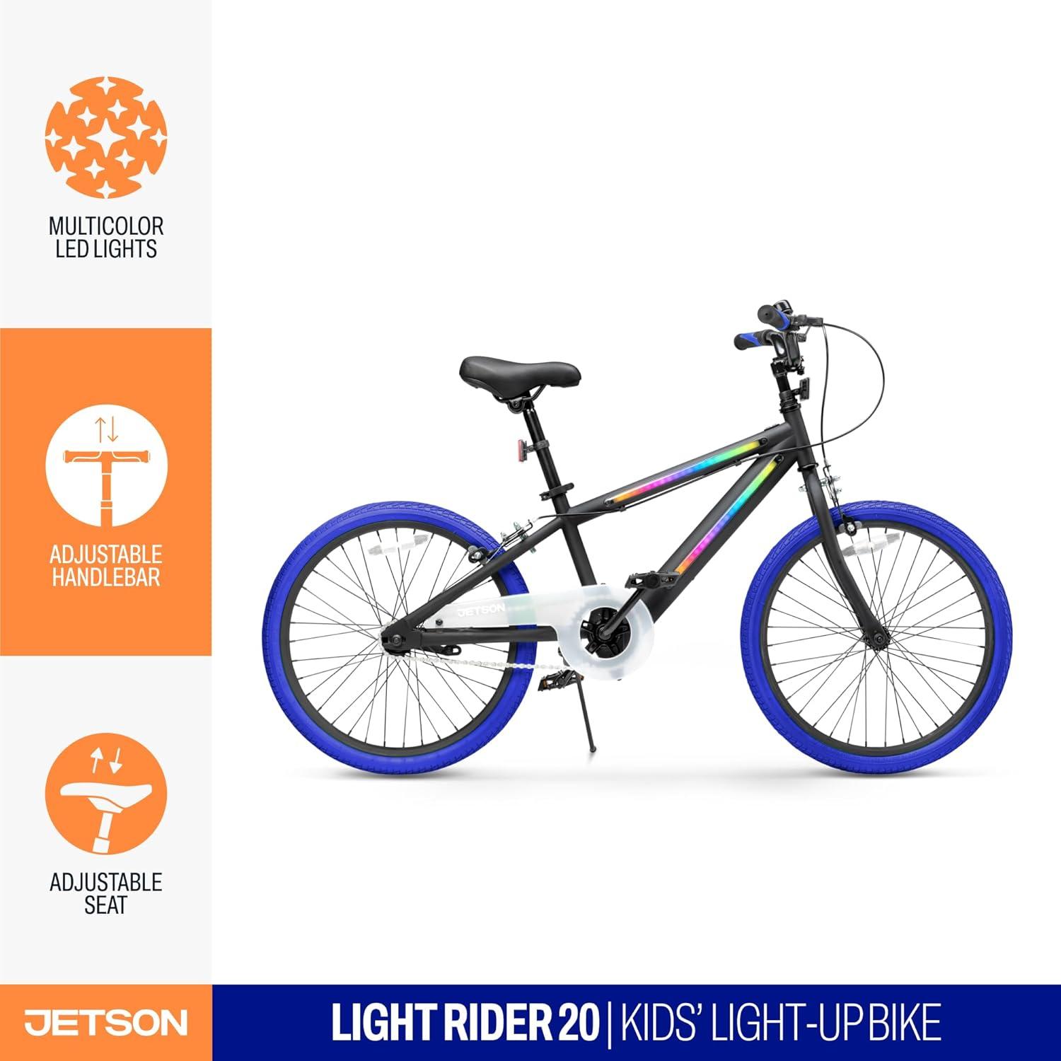 image:imageJetson Light Rider Kids Lightup Unisex Bike LED Lightup Frame 3 Different Light ModesBlue 20 Inch Tire